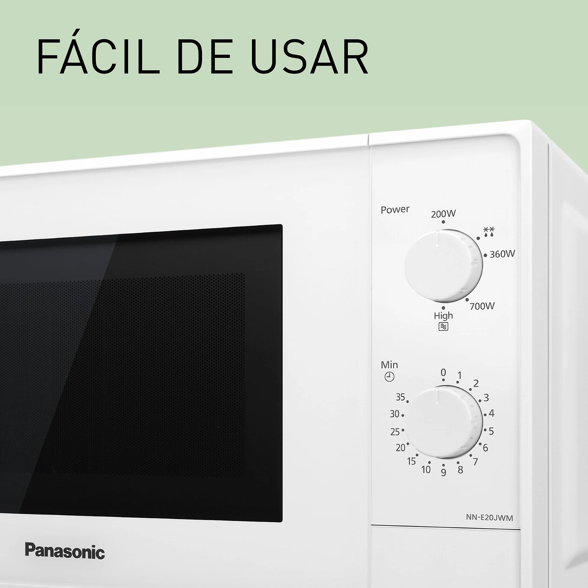 Panasonic Horno microondas 20L 800W Plato Giratorio Cristal Descongelación 5 Niveles Potencia Temporizador Blanco