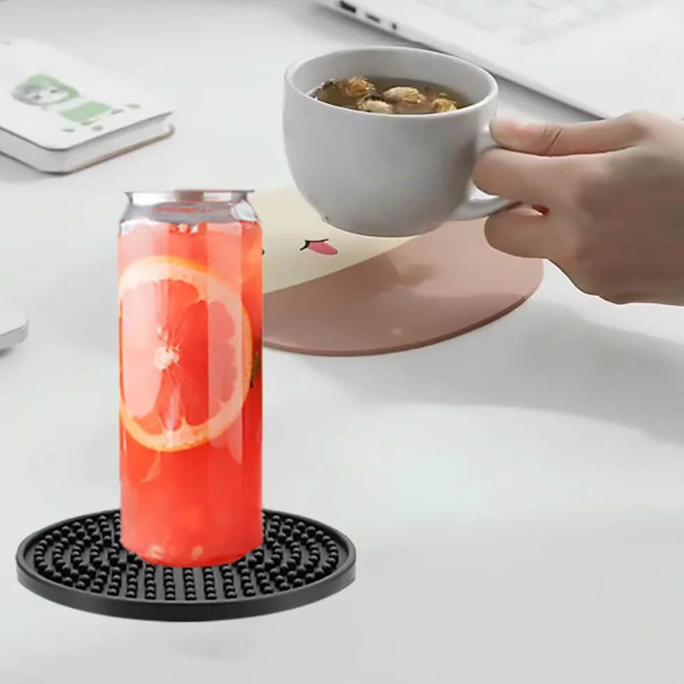 8 posavasos redondos de silicona antideslizantes para tazas y mesas
