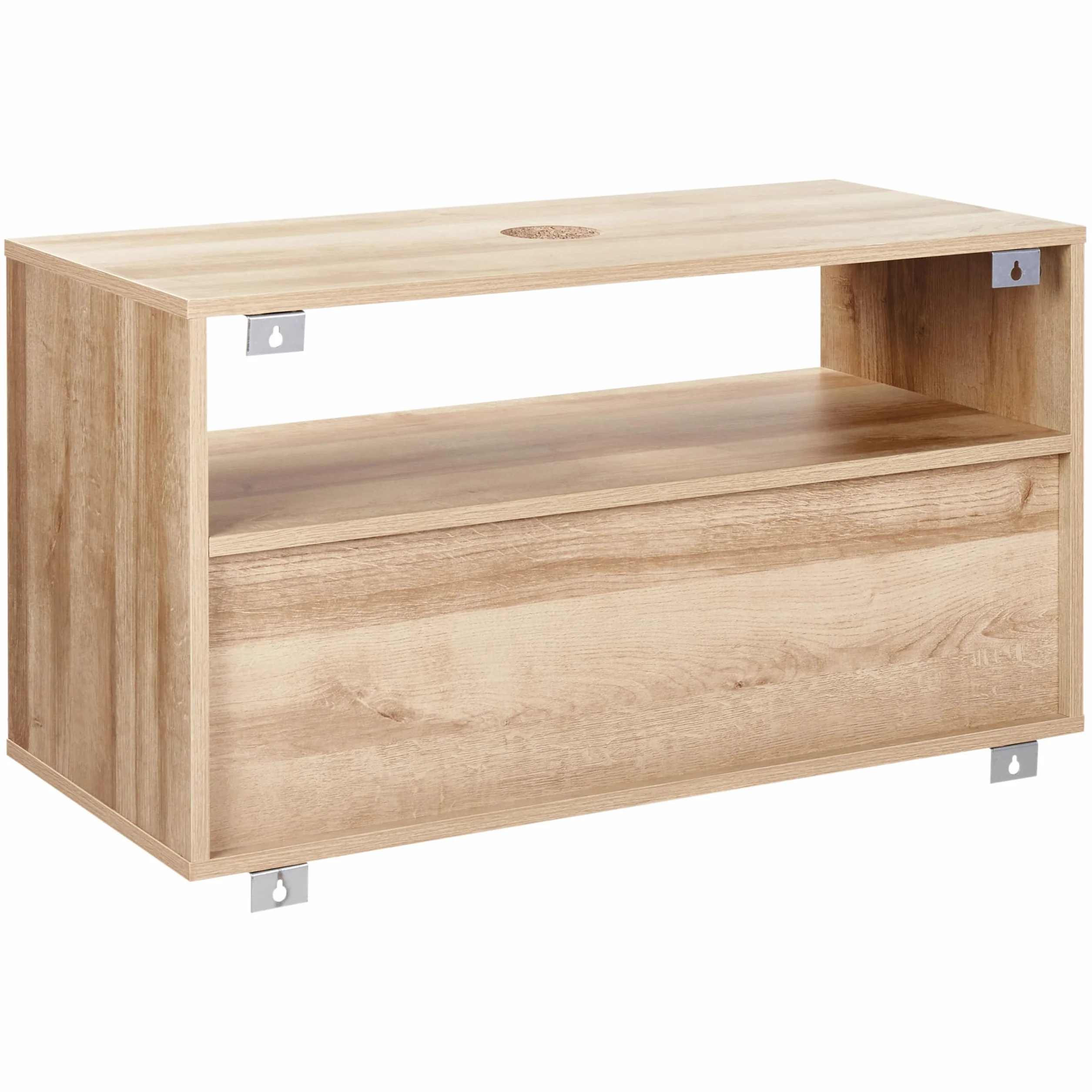 Beliani Mueble Flotante para baño Boho Frente de ratán Trenzado 86 x 45 cm Madera Clara Rosell