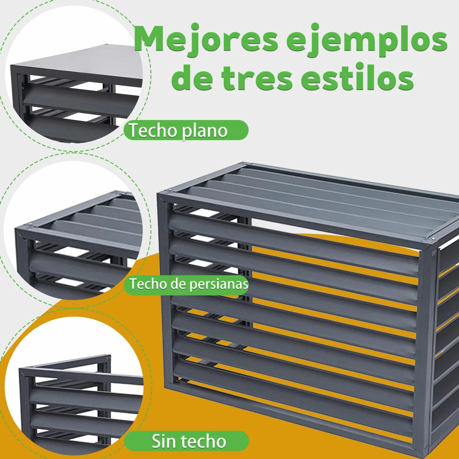 Valla de Privacidad Cubierta Aire Acondicionado Persiana Text Madera L100×W50×H70(1.5P) Exterior Rejilla Aluminio Resistente Óxido Reducción Ruido Soporte Plantas Decoración Elegante