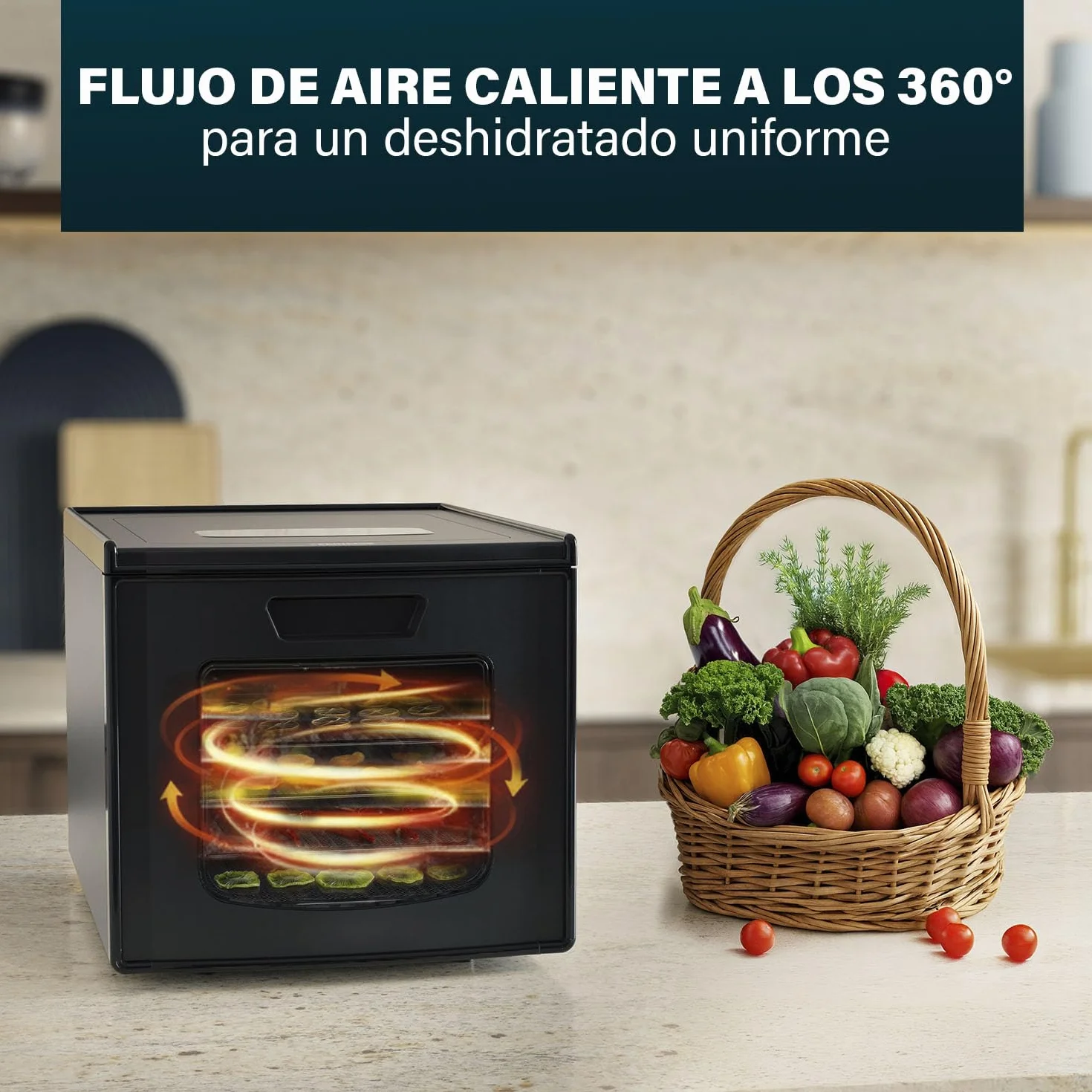 Princess Food Dehydrator con 6 Bandejas de Acero Inoxidable, Temperatura Ajustable, Pantalla Táctil, Temporizador hasta 48 Horas, 550 W, 01.112398.01.001