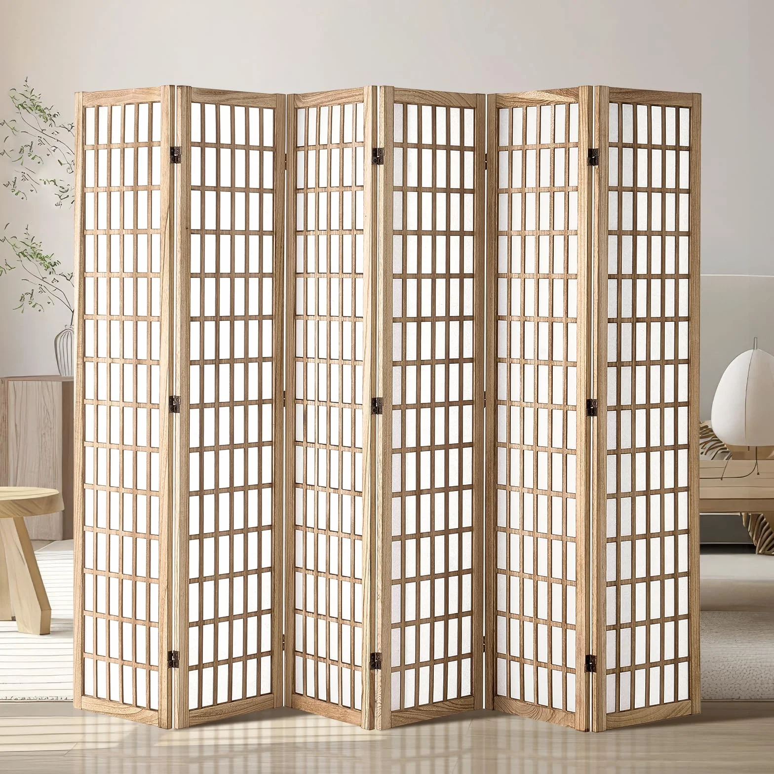 VEVOR Biombo Divisor de Ambientes 6 Paneles Biombo de Madera Plegable para Privacidad en Interiores Biombos Decorativos Portátiles para Separar Ambientes en Hogar, Oficina, Restaurante, Dormitorio