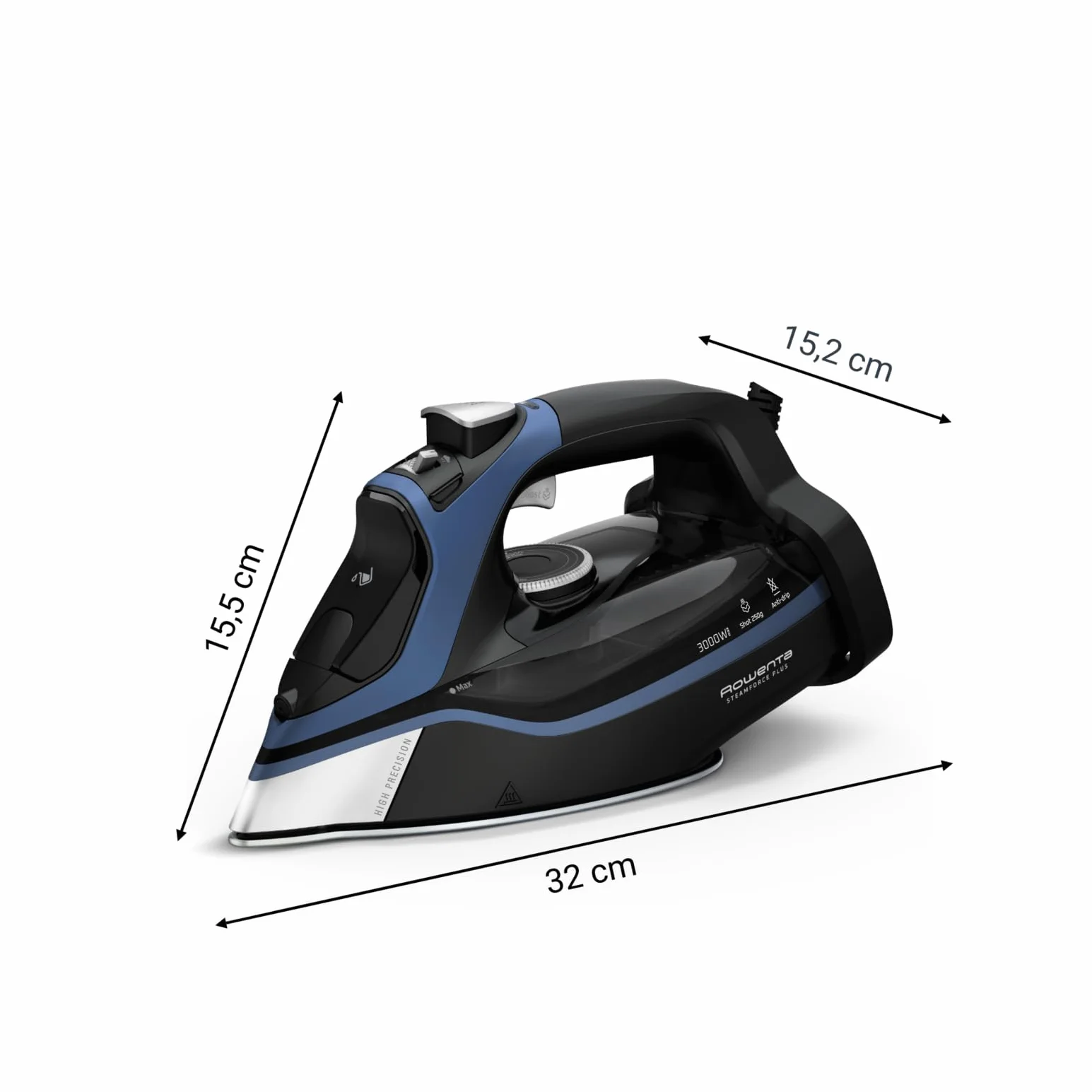 Rowenta SteamForce - Plancha de vapor 3000W, de 250 g/min y constante de 45 g/min, suela Microsteam400, acabado de acero inoxidable, sistema antigoteo, apagado automático, DW9411 (Reacondicionado)
