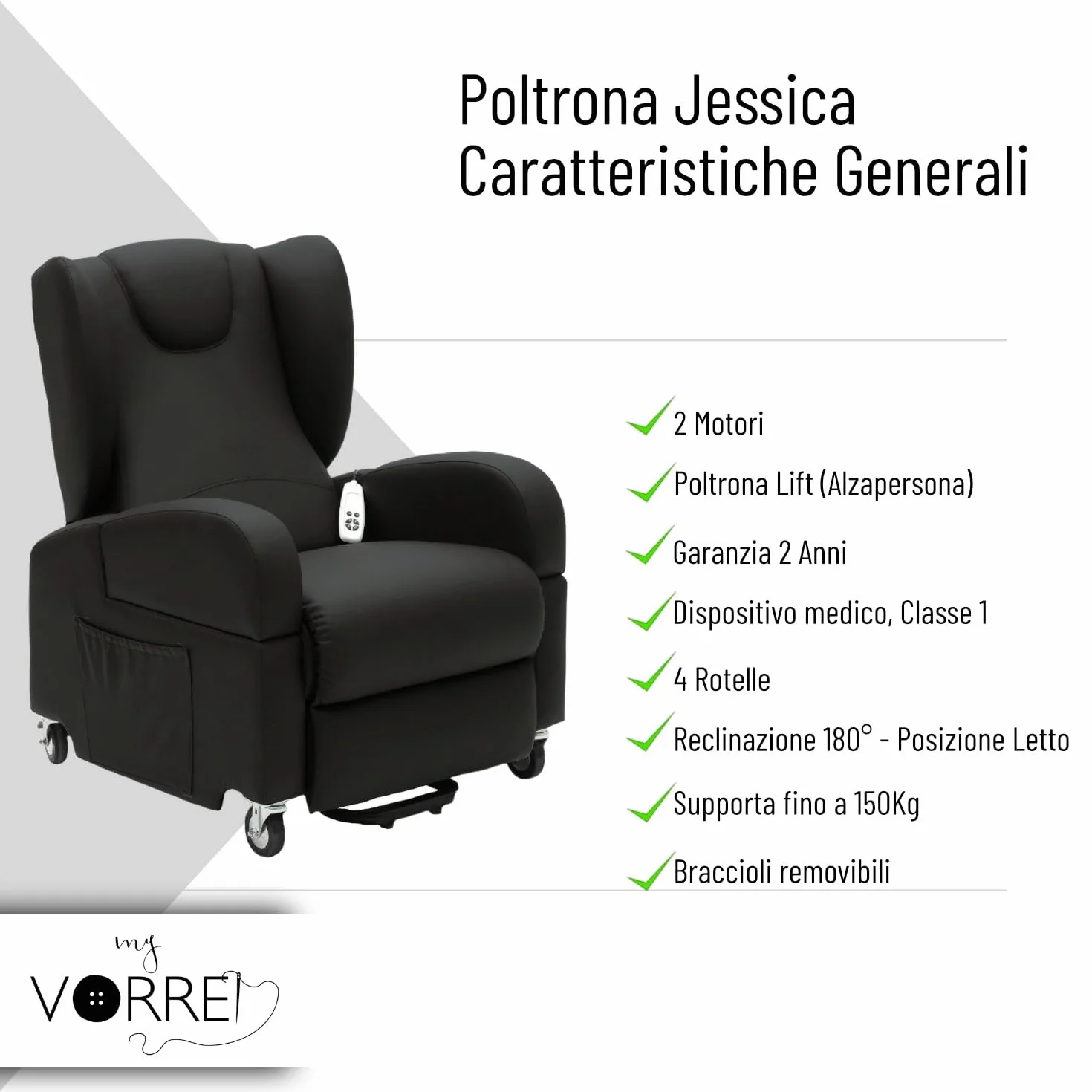 Sillón Relax 2 Motores Apoyabrazos Extraíbles Asa Trasera 4 Ruedas Revestimiento Microfibra Dispositivo Médico Clase 1 Jessica