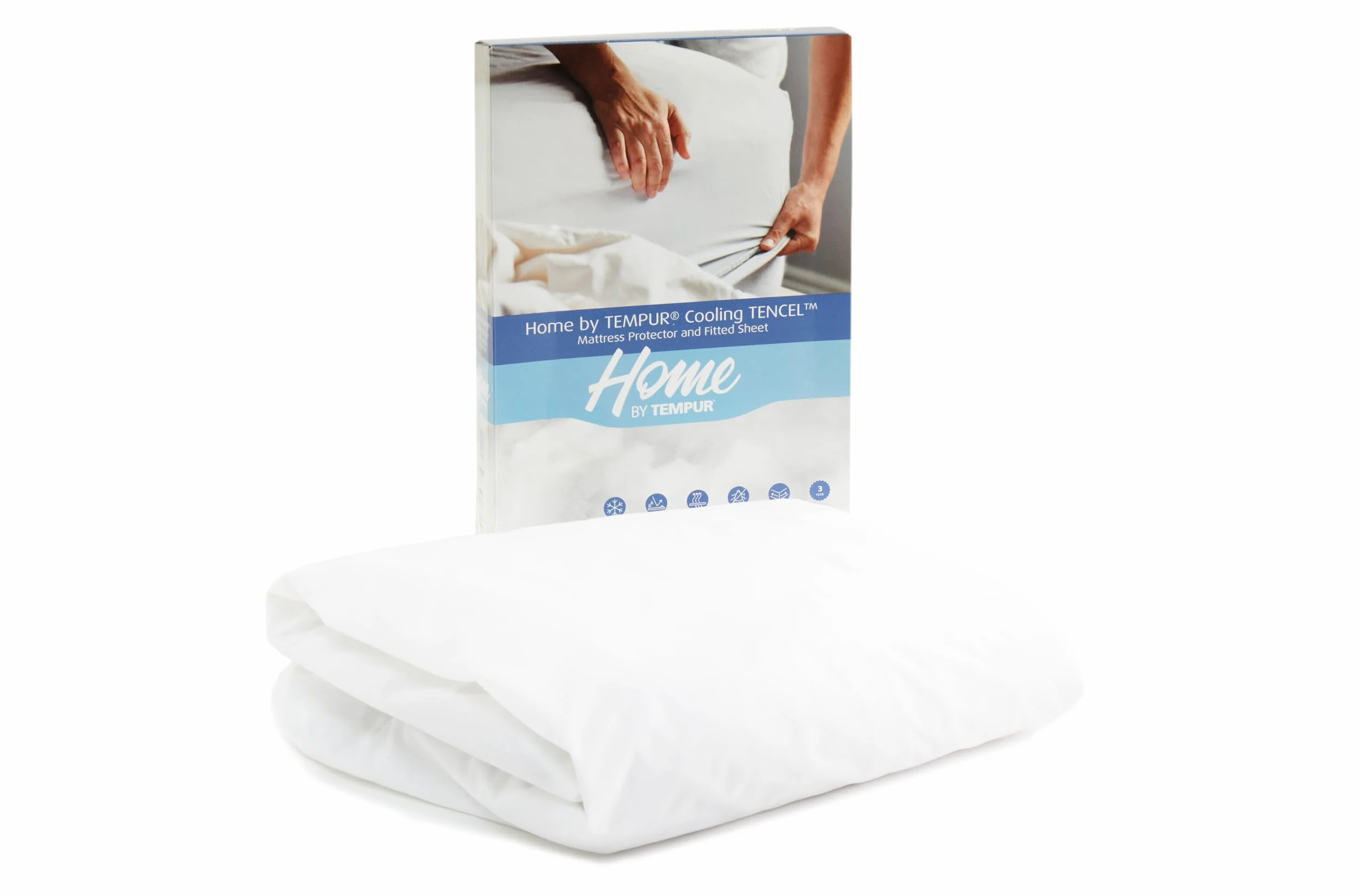 Tempur, Home by TEMPUR Protector de colchón termorregulador, Doble 135 x 200 cm, Protector de colchón 2 en 1 y sábana Bajera, Tencel refrescante, Color Blanco