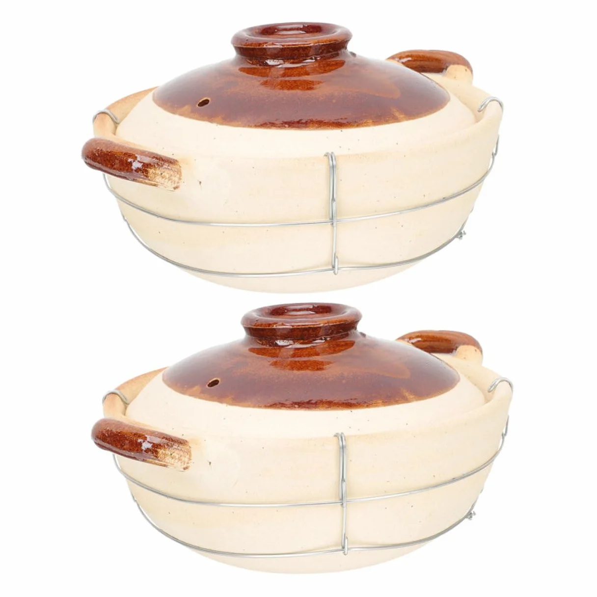 Artibetter Cazuela De Barro Con Mango Ergonómico 0,5l Blanca Porción Ollas Calientes Japonesas Utensilios Cocina Barro Para Arroz y Guisos Hogar Juego 2 Piezas