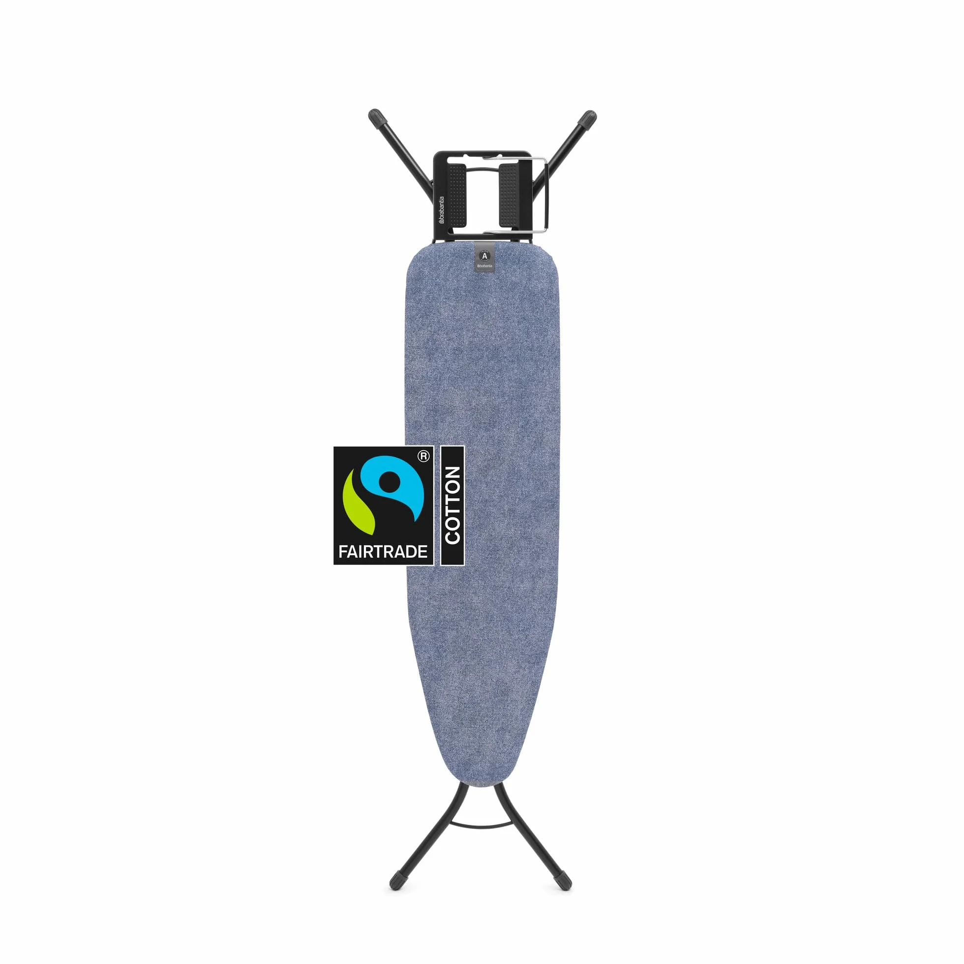 Brabantia - Mesa de Planchar A - para Plancha de Vapor - Universal Ajustable - para Diestros y Zurdos - No se Desliza y No Araña - Plegable - Azul (Denim Blue) - 110x30 cm