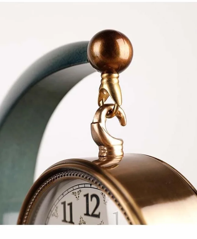 Reloj de repisa, Reloj de Escritorio sin tictac, Estilo Retro Europeo, Funciona con Pilas, Ideal for Sala de Estar, Dormitorio, Oficina, hogar, decoración de Interiores.(A)