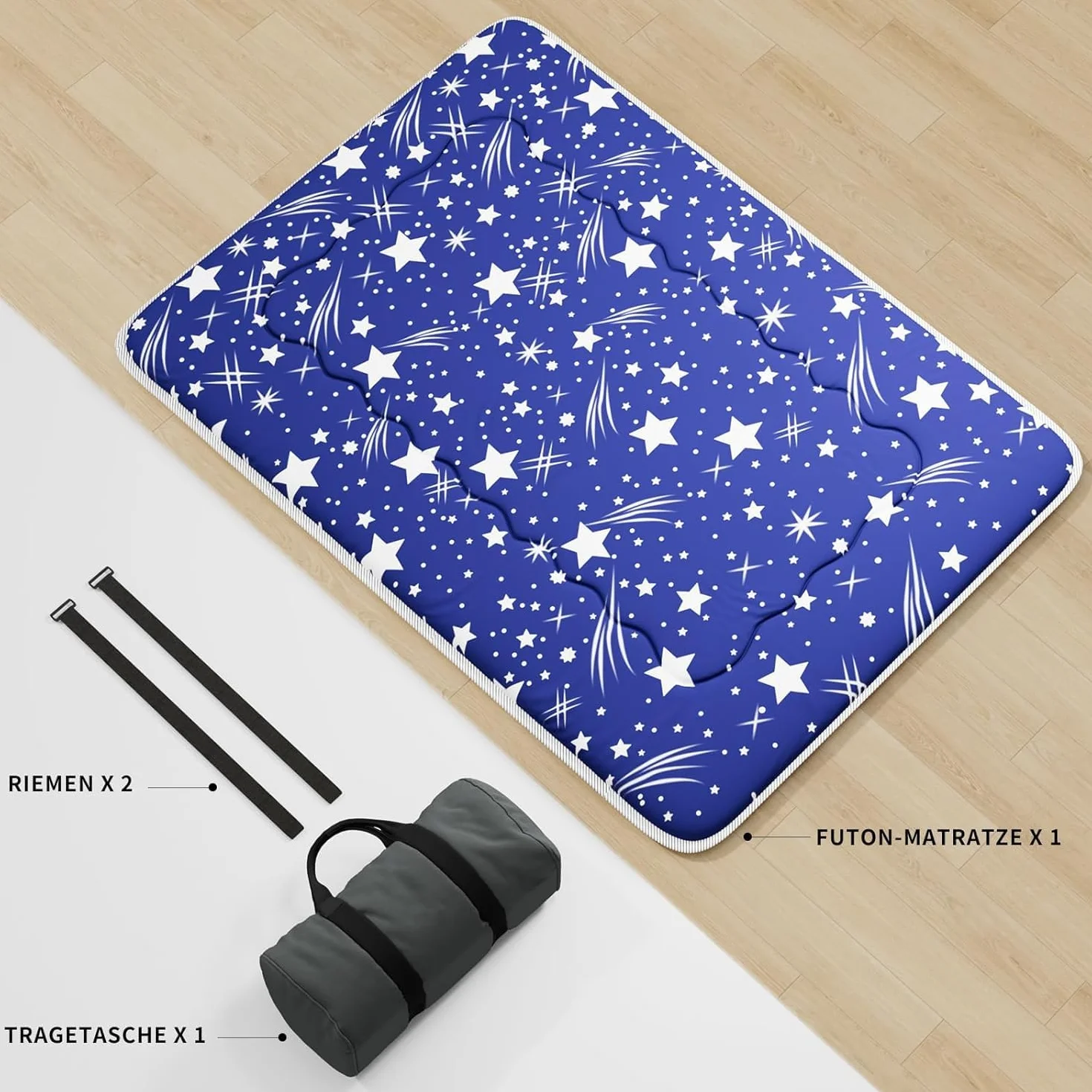 Kiseely Colchón futón, colchón de suelo japonés, Colchón futón plegable portátil, Colchón para portátil plegable con alfombrilla Tatami con bolsa y correa (T76533563, 120X200cm)