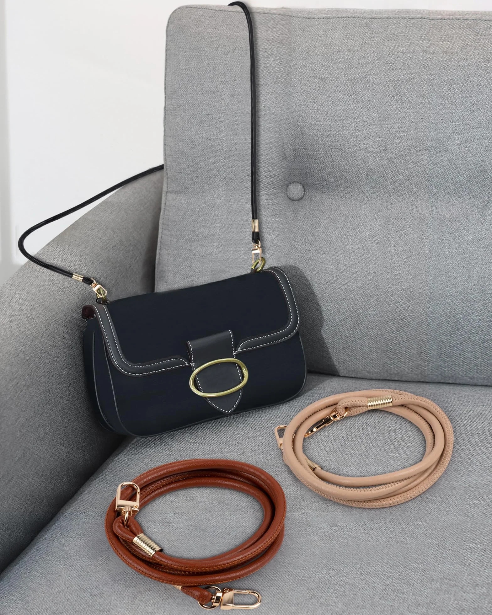 Correa del Bolso de Cuero PU, Accesorios Universales DIY, Marrón, 120cm