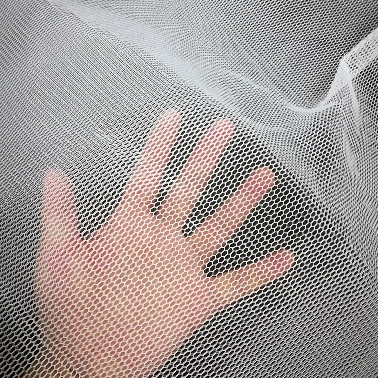 Tul de poliéster de primera calidad, La capa de aire hexagonal del poliéster 99% hizo punto la tela malla los 90x150cm multicolores respirables(White)