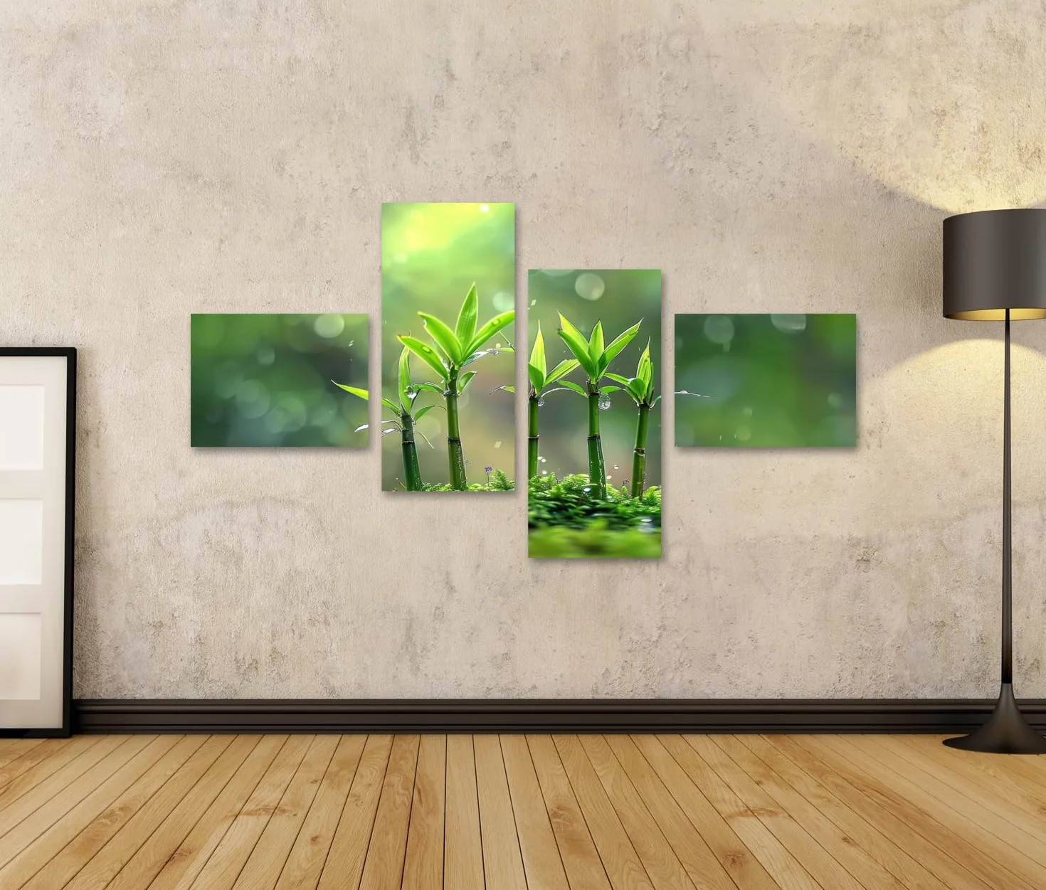 islandburner Cuadro sobre lienzo jóvenes brotes de bambú en el rocío de la mañana para jardín zen amantes de la naturaleza spa spa imágenes murales póster
