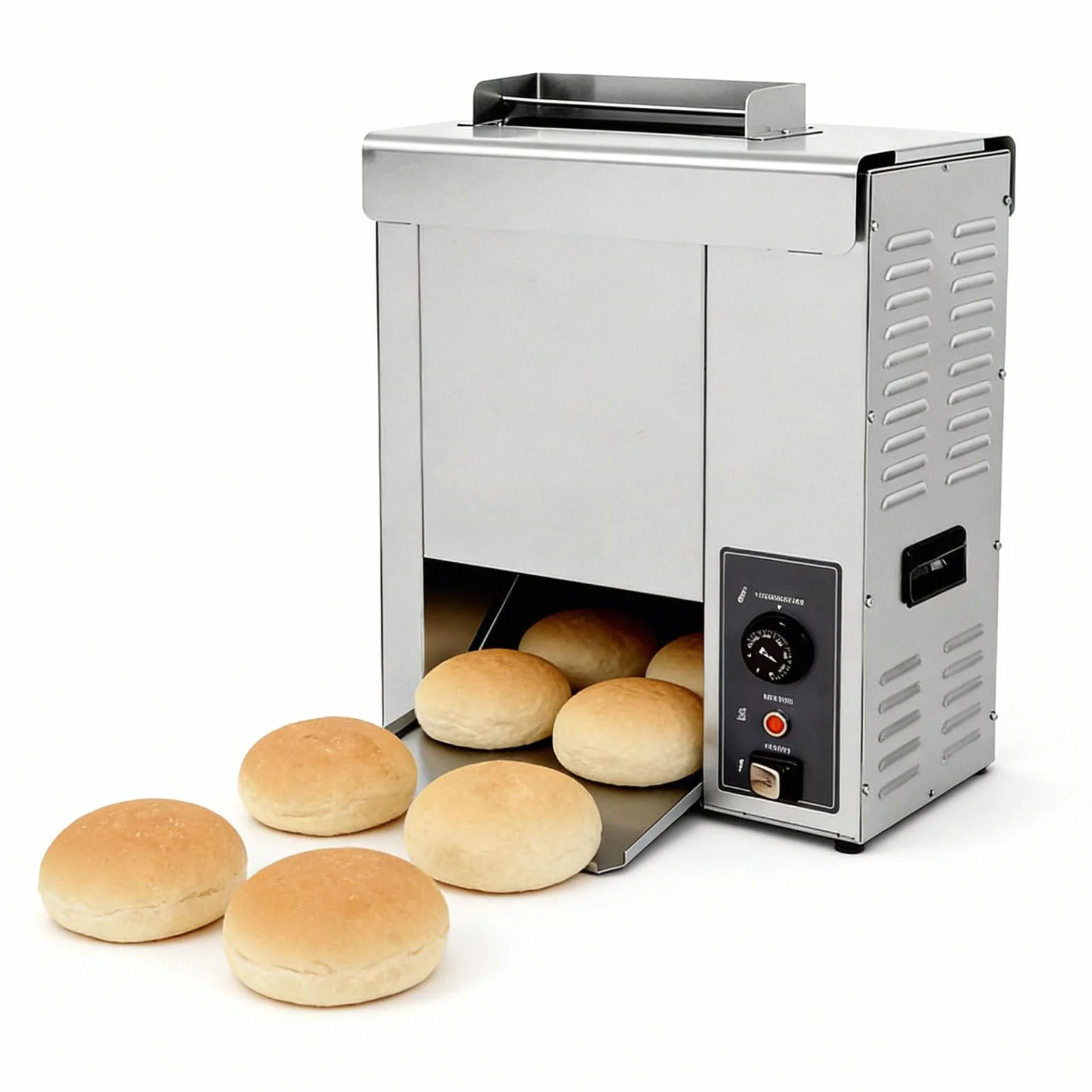 Máquina Comercial para Hornear Pan de Hamburguesa de 2000 W, Máquina Eléctrica de Cadena para Hornear Pan Tostado/Bollos/Pan, Temperatura y Grosor Ajustables