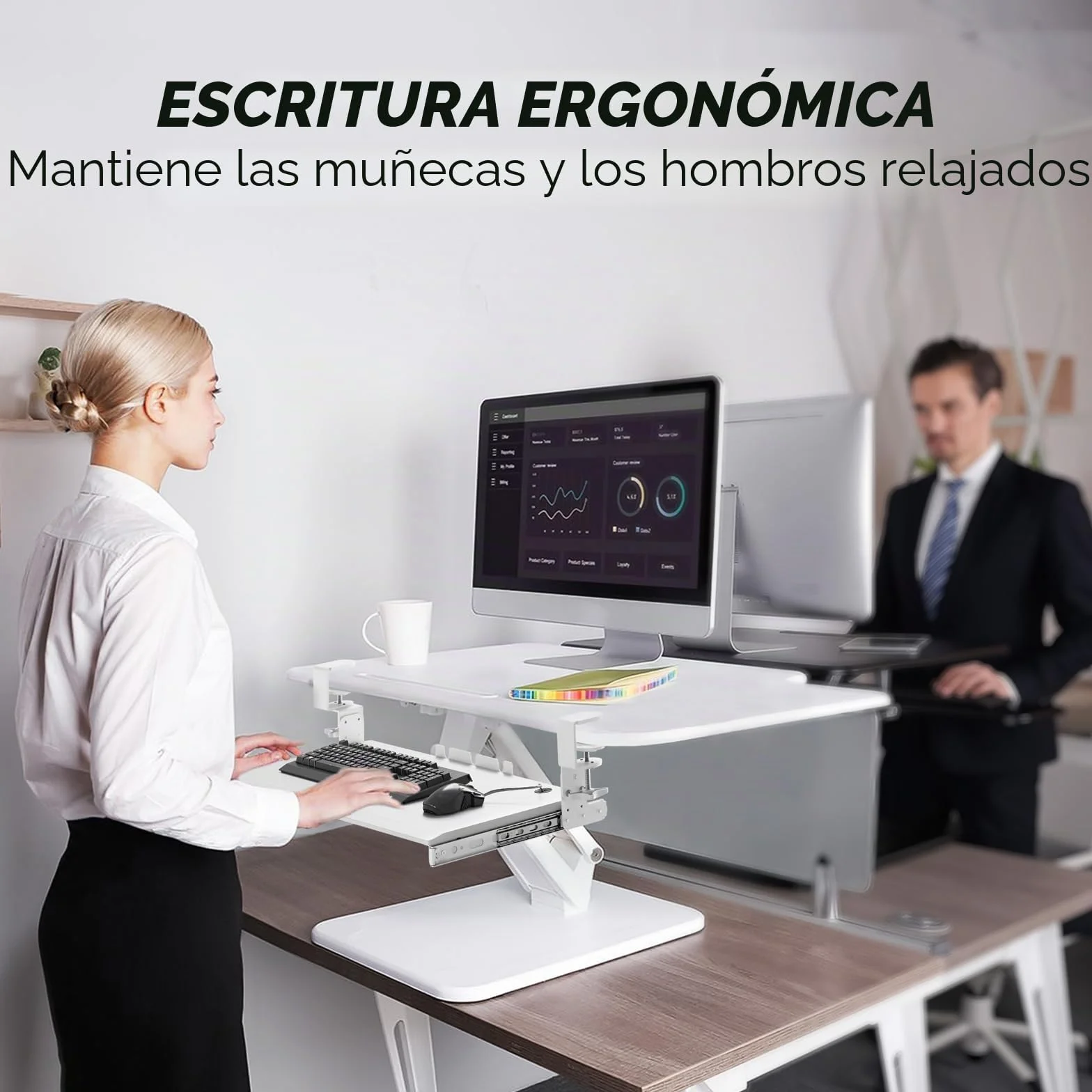 AX WABER Bandeja extraíble para teclado bajo escritorio, abrazadera tipo C, cajón deslizante 27.3" x 11", blanco