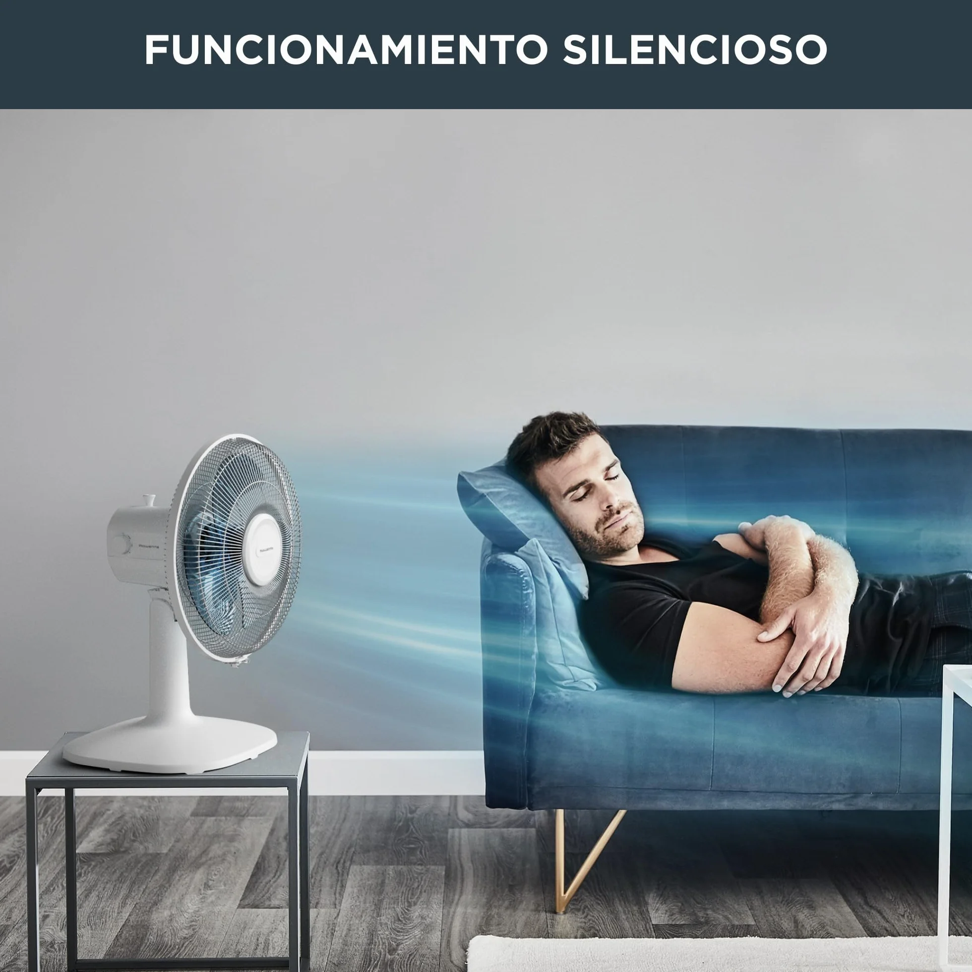 Rowenta Essential+ Ventilador de Mesa Silencioso - Oscilación Automática, 3 Velocidades, Flujo de Aire 34 m³/min, Nivel Sonoro 40 dB, Bajo Consumo, 30 cm, Compacto, Blanco (Reacondicionado)