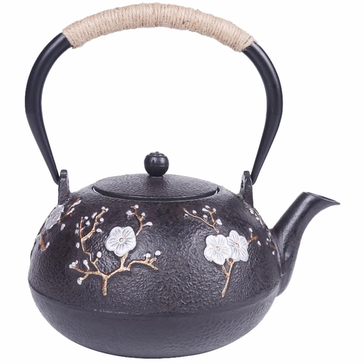 DOITOOL Tetera de Hierro Fundido Tetsubin Infusor y Mango Anticalor Té para Casa Oficina y Picnic Decoración Salón de Té 1.2l
