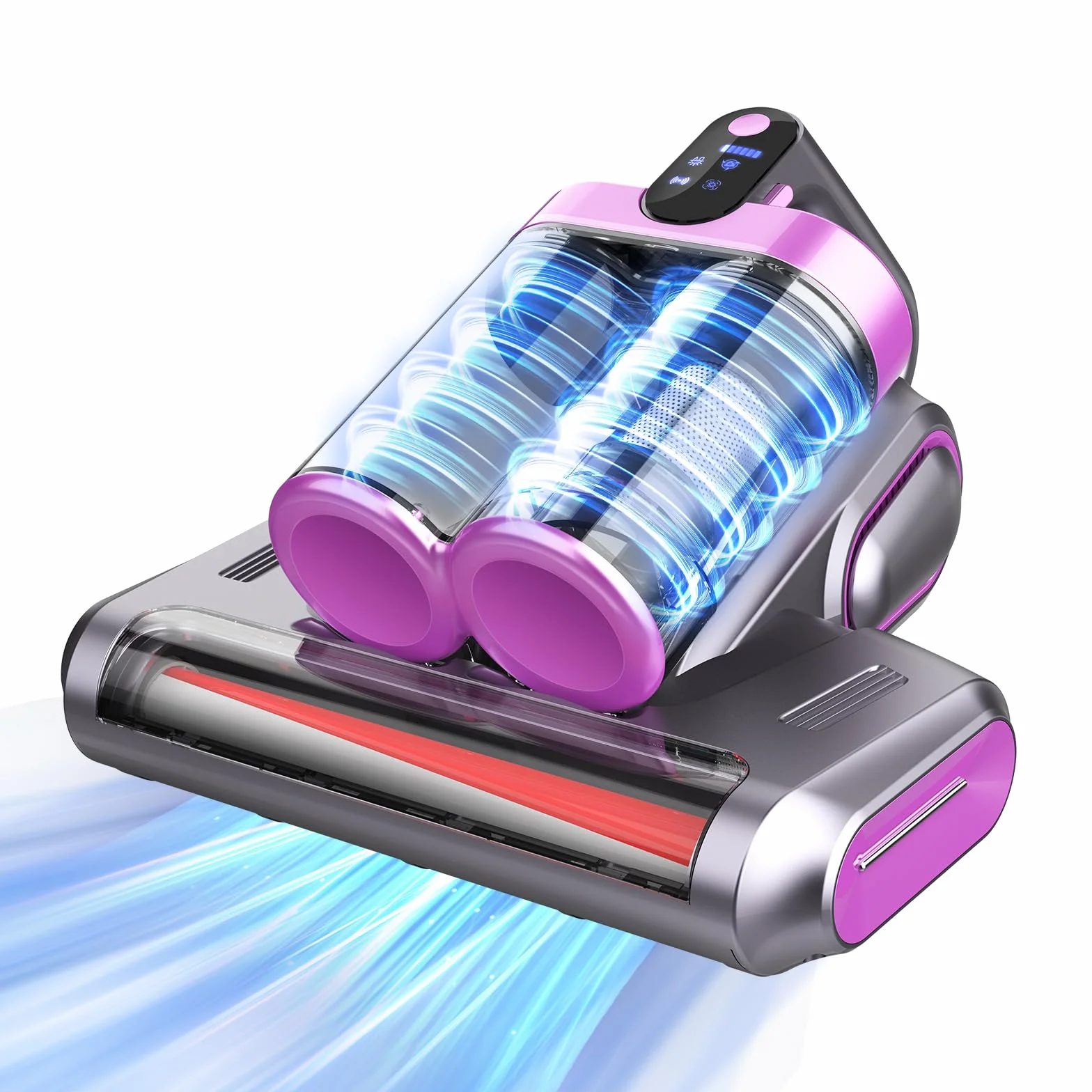 Aspirador Antiacaros,13 kPa de Fuerte Succión, Luz UV-C de 253.7 nm, Rotación del Cepillo de 30000 Rpm/Min, Filtro HEPA y Colector de 520ml Polvo Doble, Para Polvo de Cama, Sofá y Pelo de Mascotas