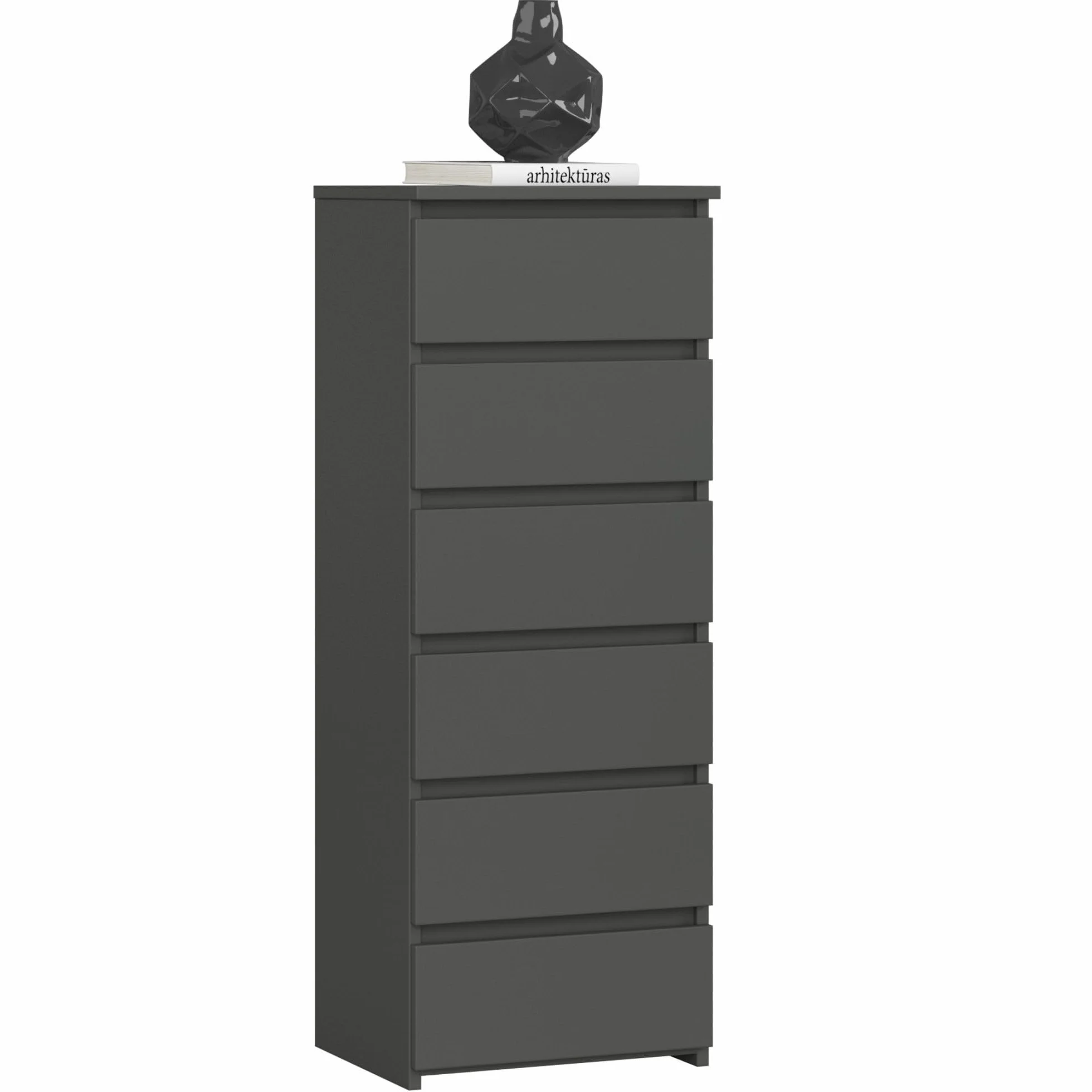 Cómoda AKORD CL6 Grafito Gris 40 cm 6 cajones frente en color Grafito Gris 40x35x109 cm