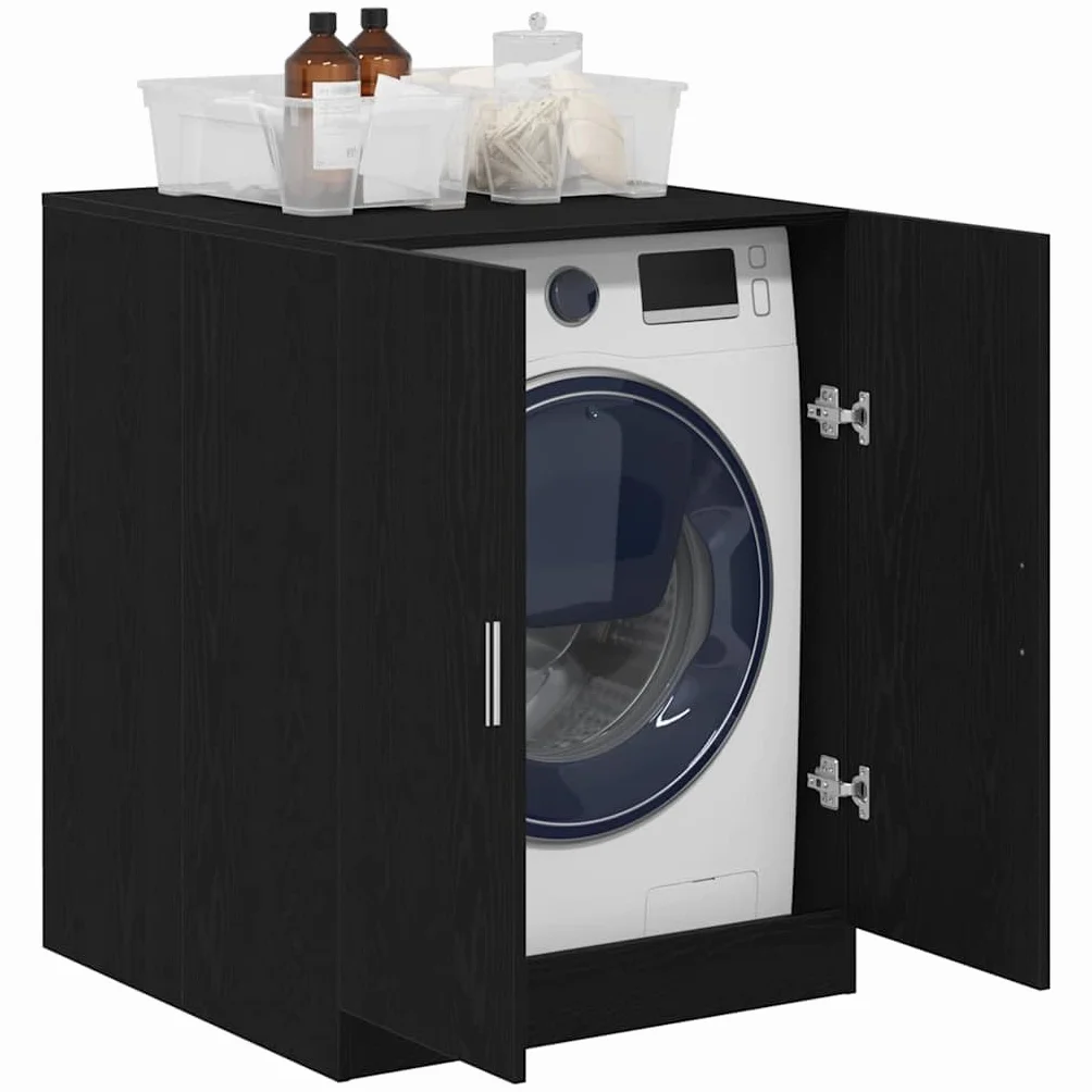 vidaXL Armario para Lavadora Roble Negro 70,5 x 71,5 x 91,5 cm, Almacenamiento para Sala, gabinete Moderno para Lavadora, Productos de lavandería, Ahorro de Espacio, Mejora del hogar