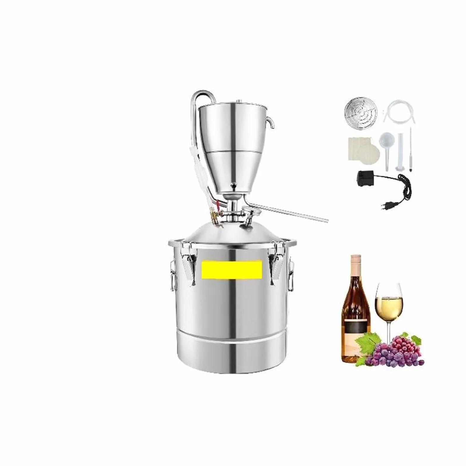 Destilador de Alcohol y agua de 30L, equipo de alcohol ilegal DIY de acero inoxidable for whisky, vino, cerveza, licores, Kit de elaboración casera
