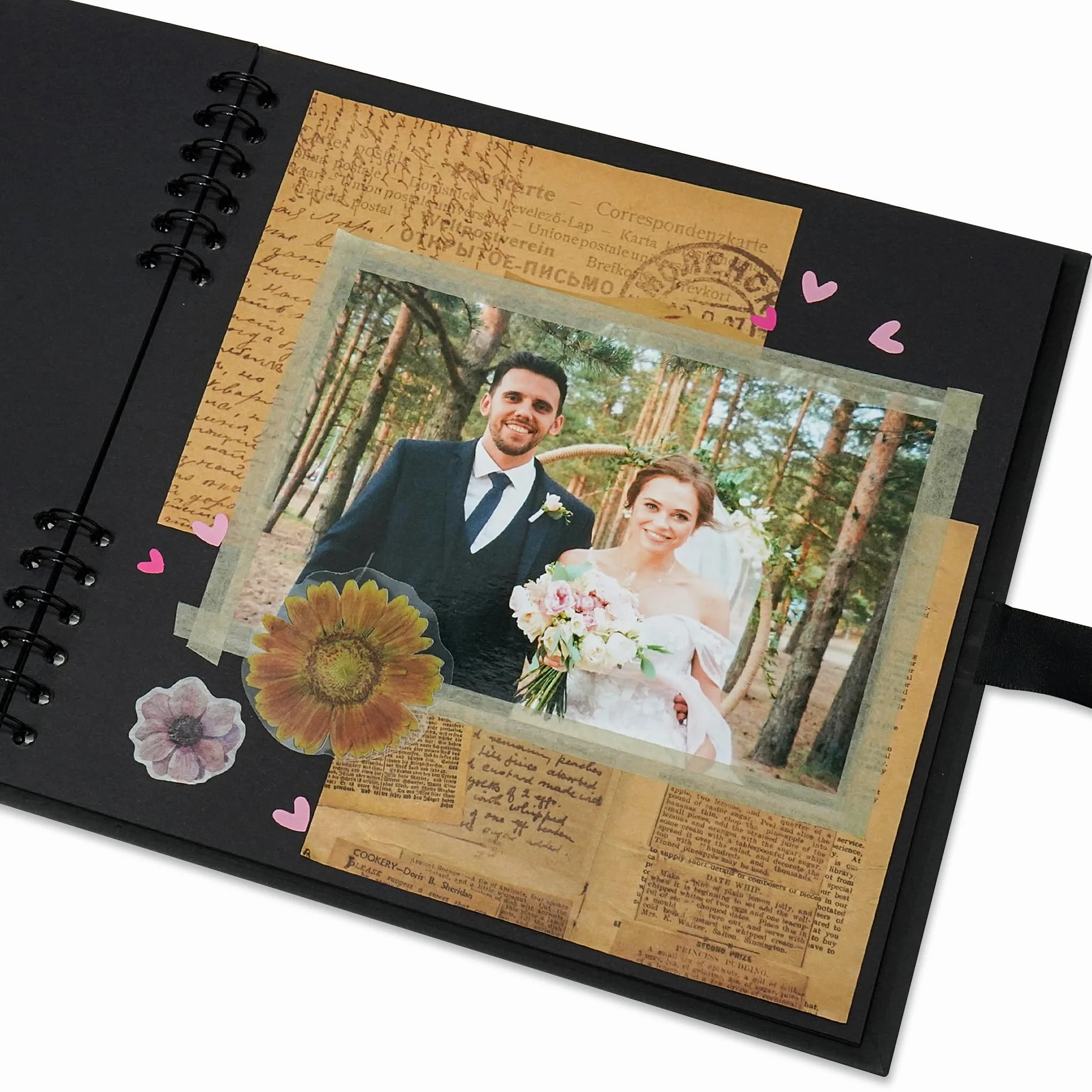 Vienrose Álbum de recortes grande de 12 x 12 pulgadas, álbum de fotos, álbum de recortes de bricolaje, libro de recuerdos de papel kraft grueso negro, álbumes de fotos para parejas, bebés, bodas,