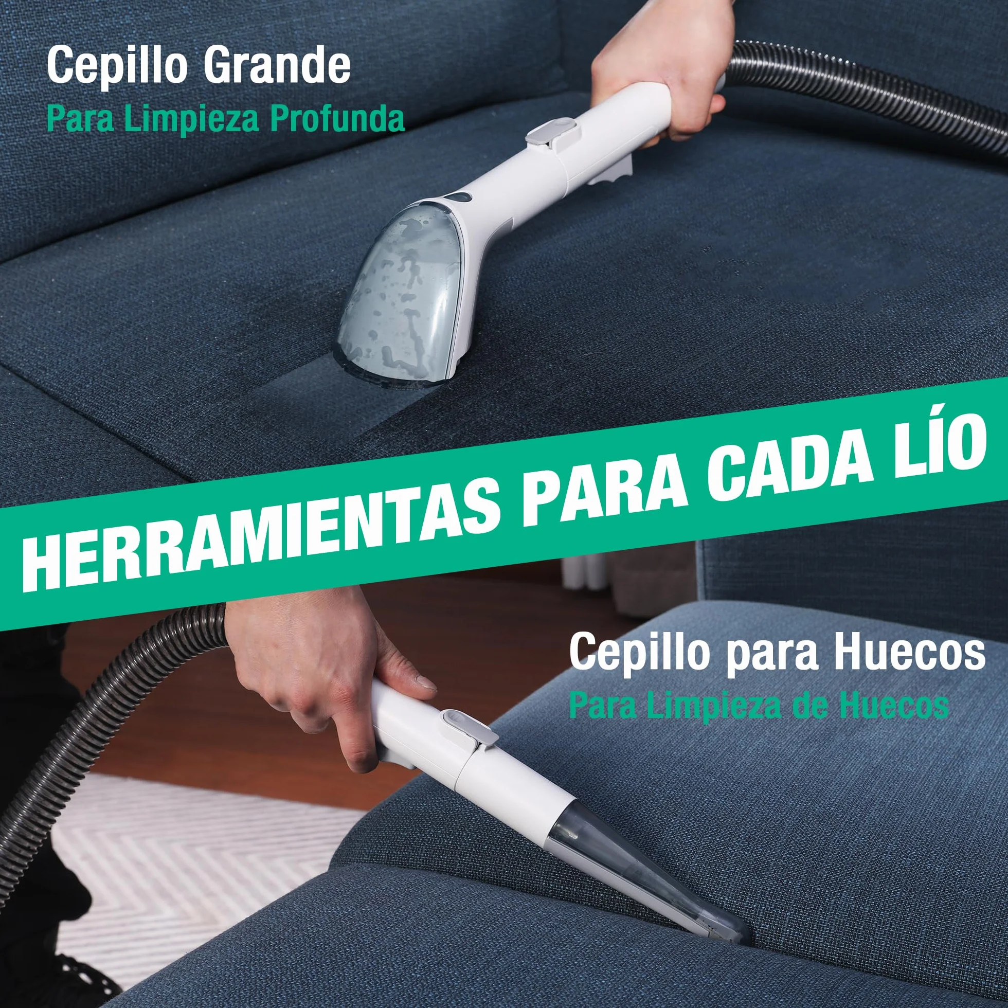 HAUSHOF StainZapper Pro Aspiradora de Agua Tapiceria, 450W Limpiador de Manchas, Limpia Tapicerias con Detergente y Cepillo, Limpiador de Tapicerias para Alfombras, Sofás