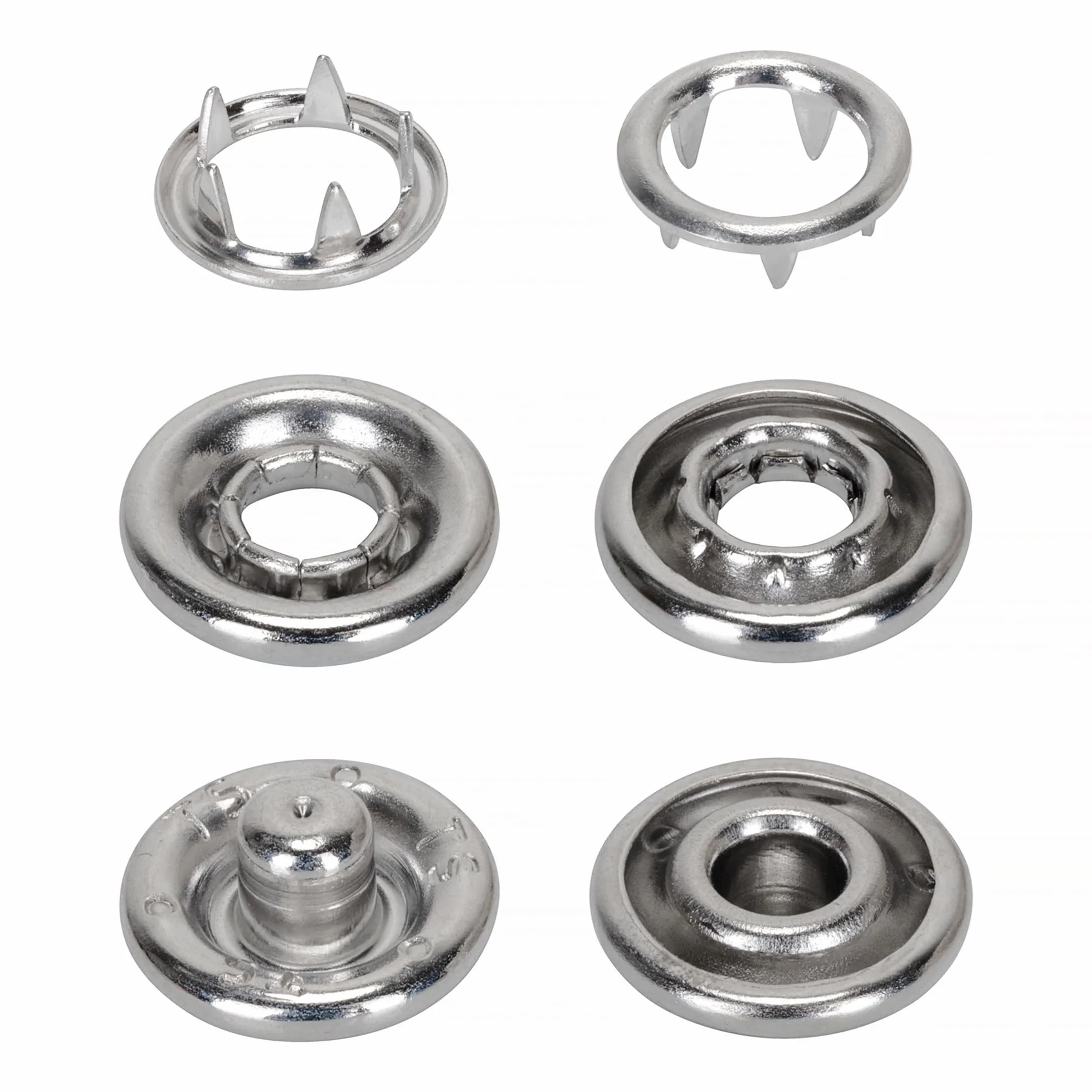 WedDecor Cierre a presión de 10 mm, broches de presión plateados, broches de latón sin níquel para manualidades, costura y tapicería, duraderos y resistentes al óxido, 500 unidades
