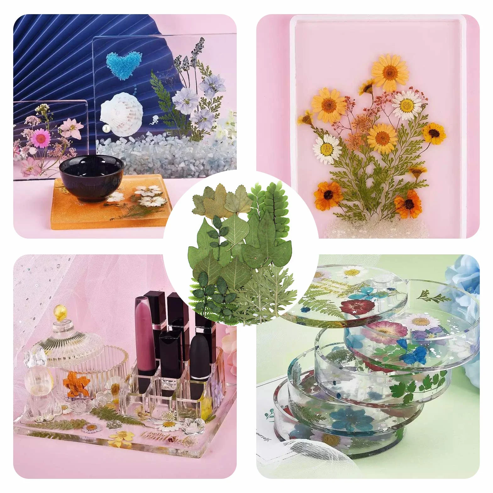 Naturales Reales Hojas Secas Prensadas de Plantas de Herbario Mezclados para Manualidades de Resina DIY Pegatinas de Uñas Adornos Decoraciones