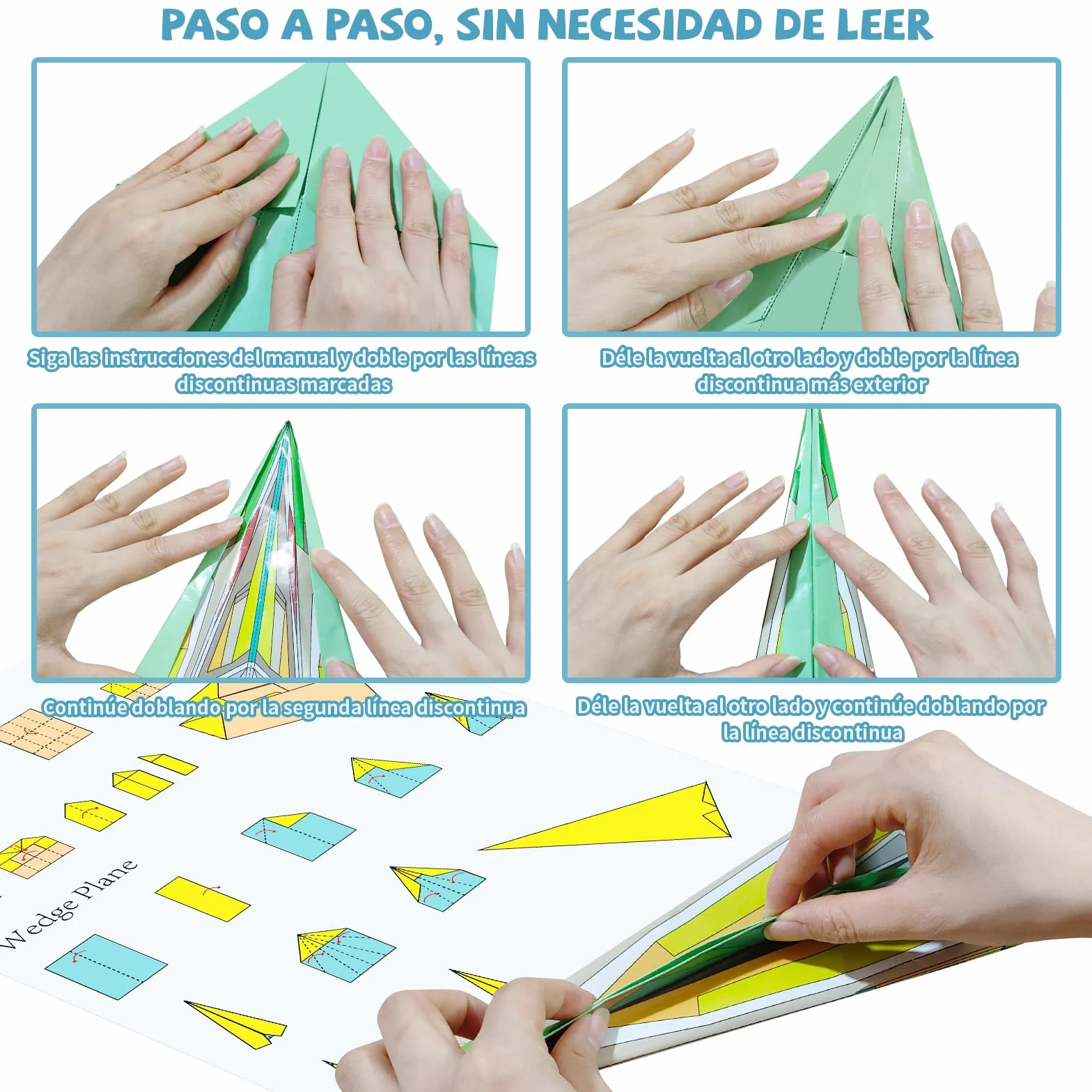 Elfew 48 Hojas Aviones Origami para Niños, Papel Origami Avion Juguete, Papiroflexia Manualidades