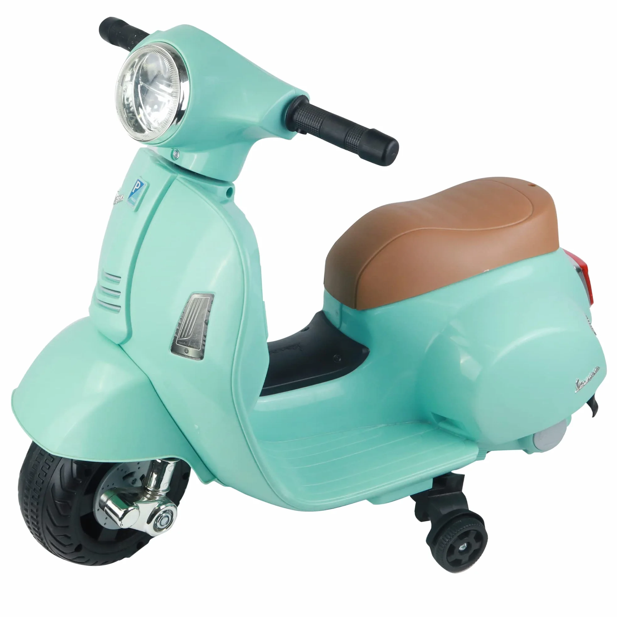 Turbo Challenge - Vespa GTS - Portador Eléctrico - 119151 - Scooter - Verde Agua - Listo para Rodar - Máximo 25Kg - Plástico - Baterías Recargables - A Partir de 24 Meses