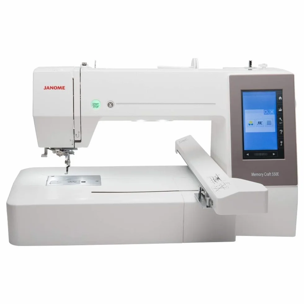 Janome MC 550E Máquina de bordar, incluye 4 bastidores, con una superficie de bordado de 360 x 200 mm