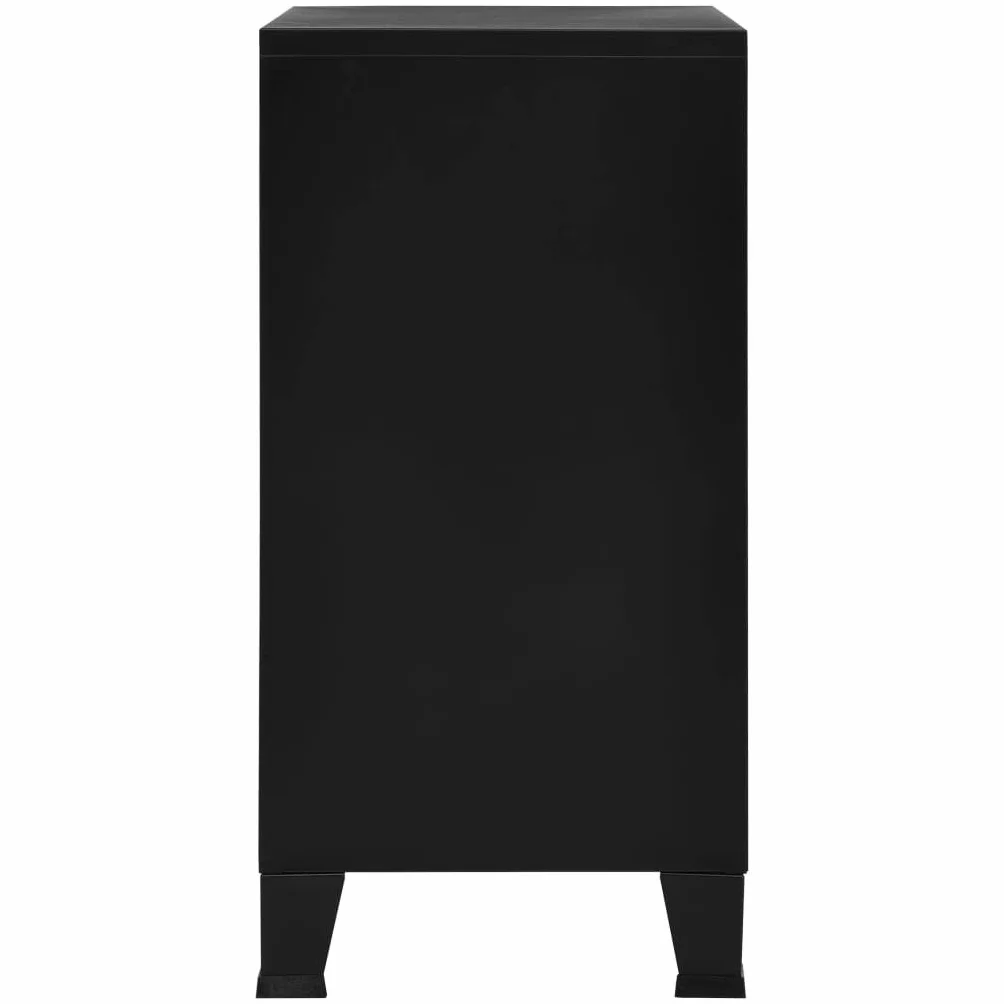 Willood Mueble Indutrial con 4 Puertas Mueble Despacho Oficina Armario Malla Cajones Compartimentos Almacenamiento Organizador de Acero Negro