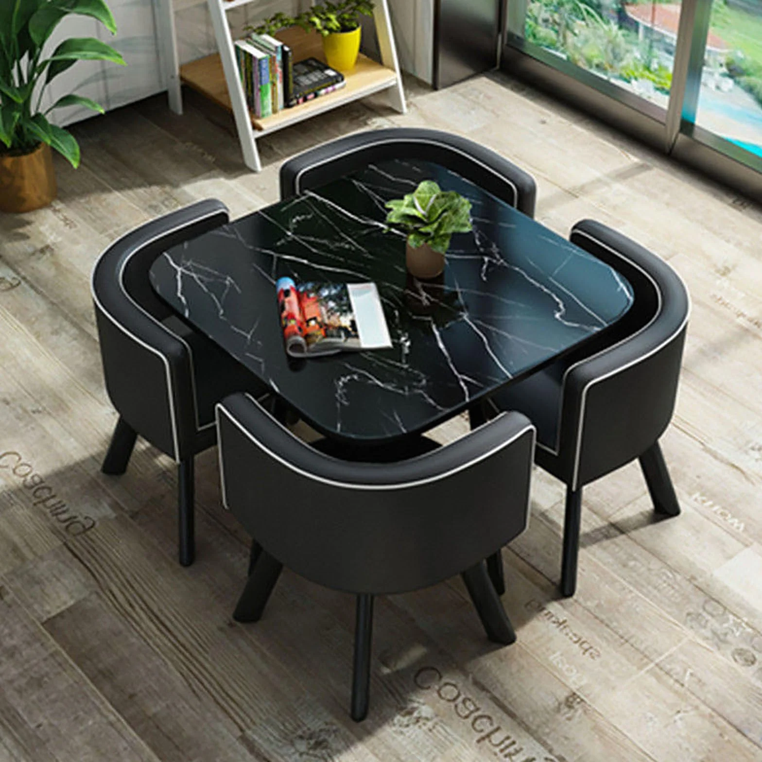 Moderno juego de mesa redonda para conferencias, mesa de comedor con sillas, muebles de cocina elegantes para cena, 80 x 75 cm, perfecto para el hogar y la oficina