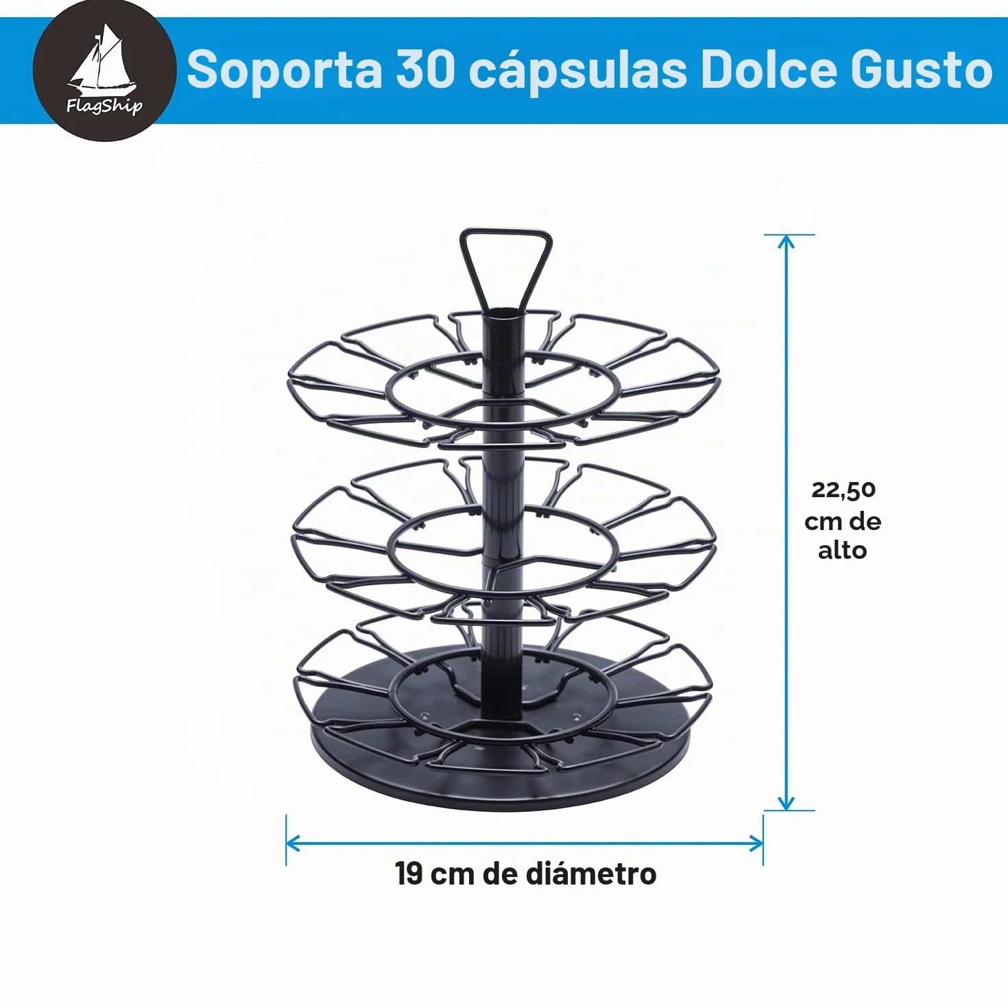 Soporte de cápsulas de café de tres niveles para Dolce Gusto, metal, montaje propio, capacidad 30 cápsulas