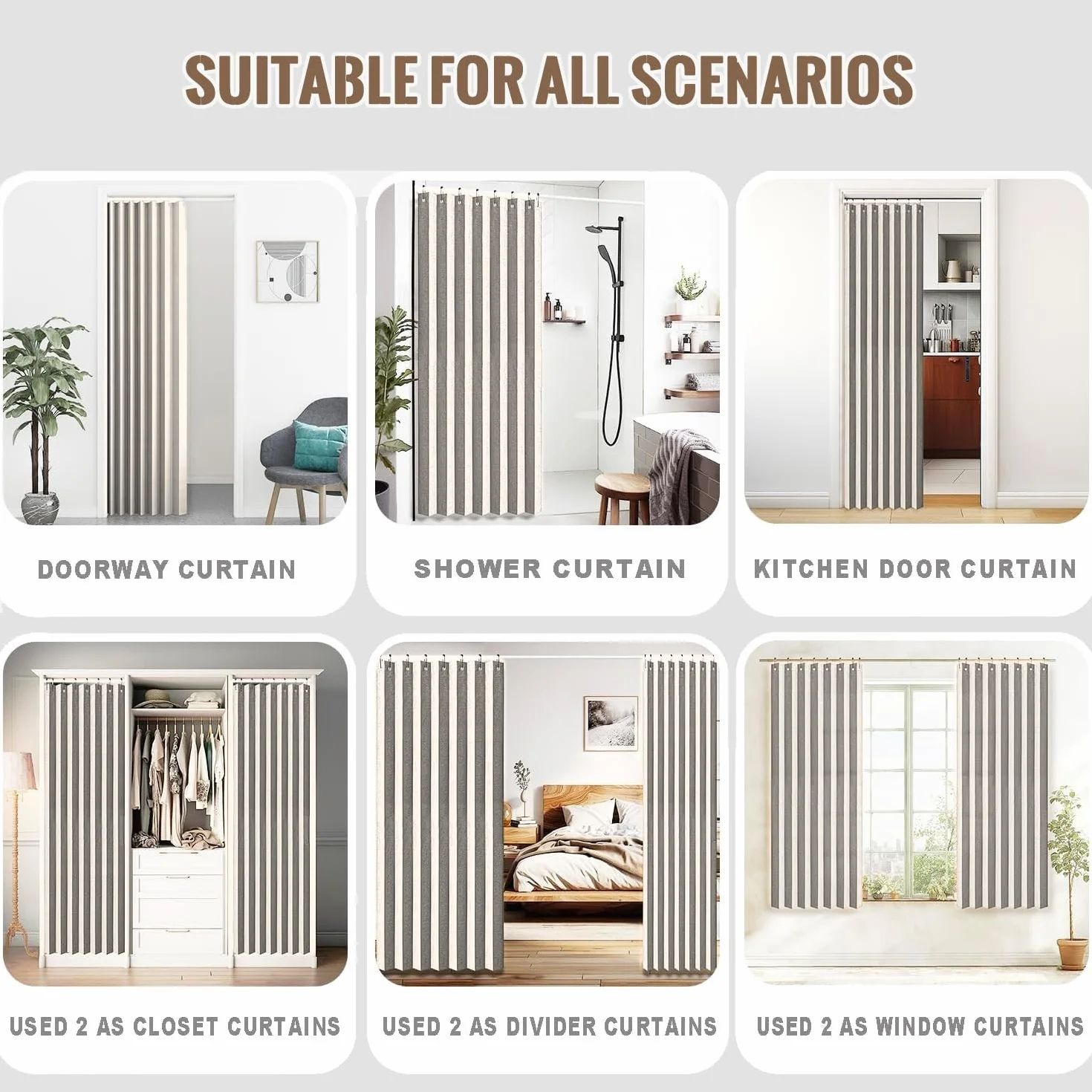 Personalizable Cortina Plegable baño corrediza，Separador de Espacios Interiores，Adecuado para Puertas correderas, armarios-Beige- 220x200cm