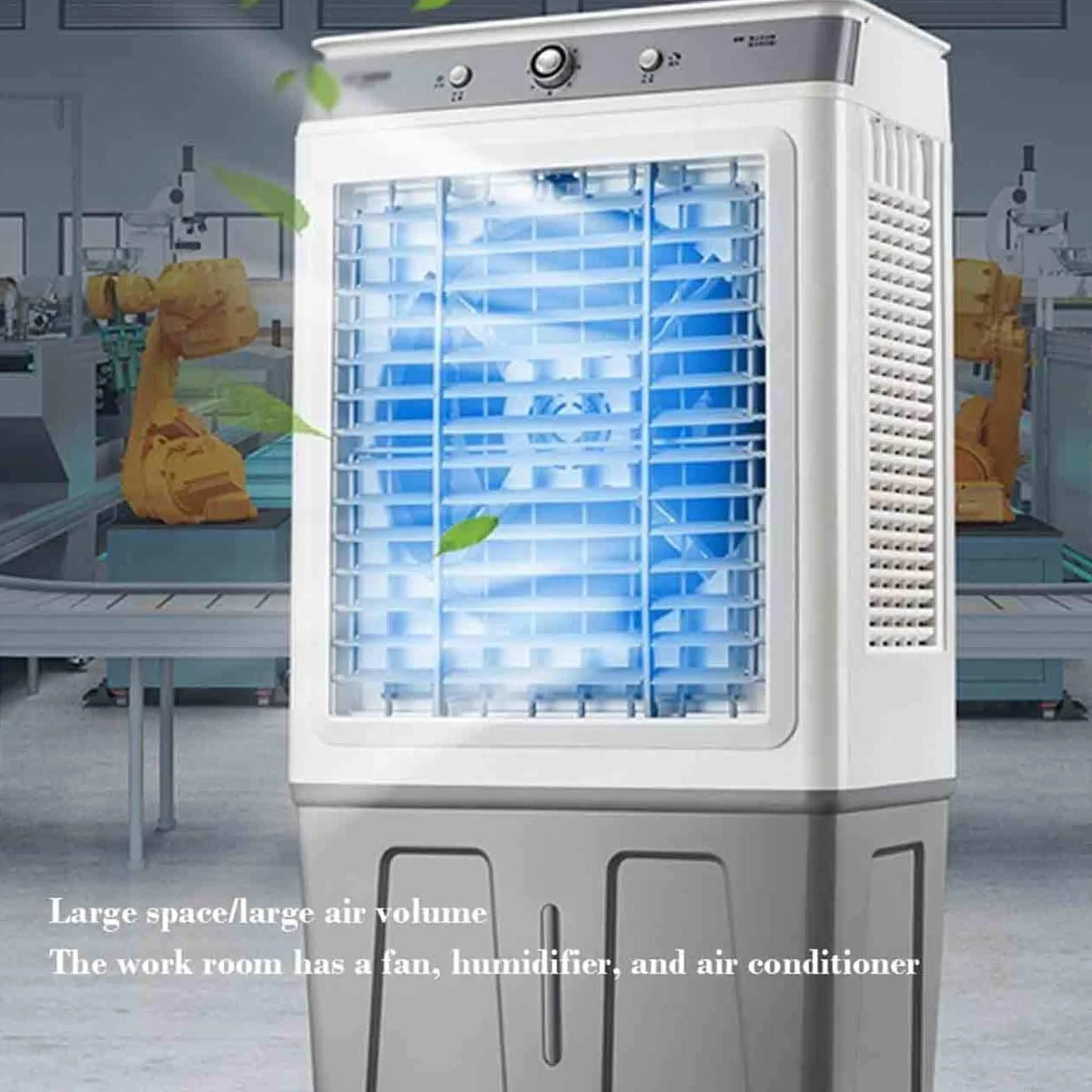 Climatizador Evaporativo Silencioso, 3 Velocidades,Tanque de 35L,3 en 1 Refrigerador De Aire Temporizador 7.5H,Oscilación Para El Hogar Y Oficinas Pequeñas