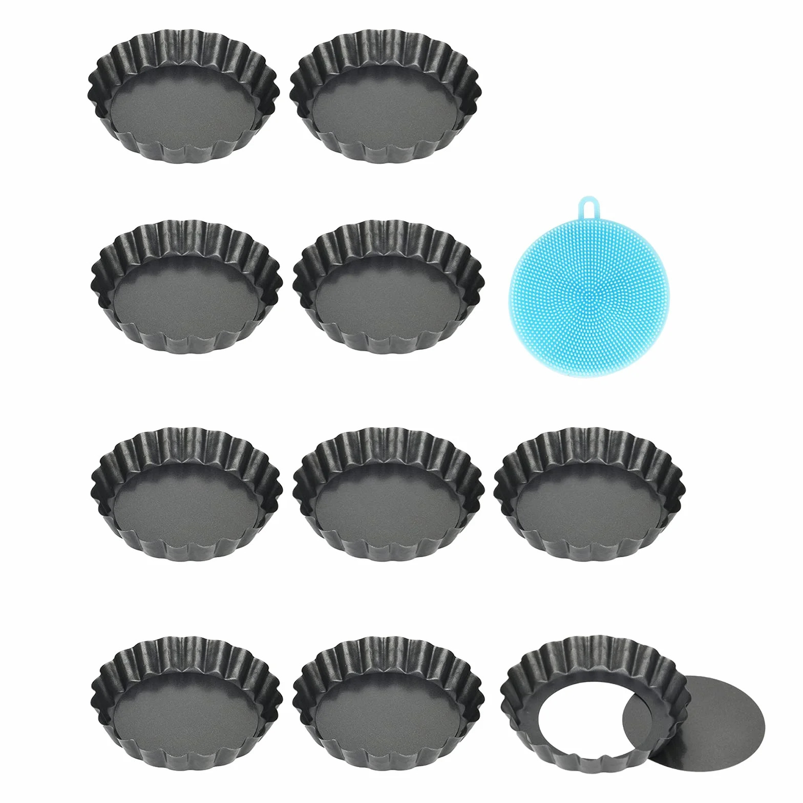 Molde Quiche Desmontable Antiadherente 10 Piezas 4 inch / 10 cm Acero al Carbono