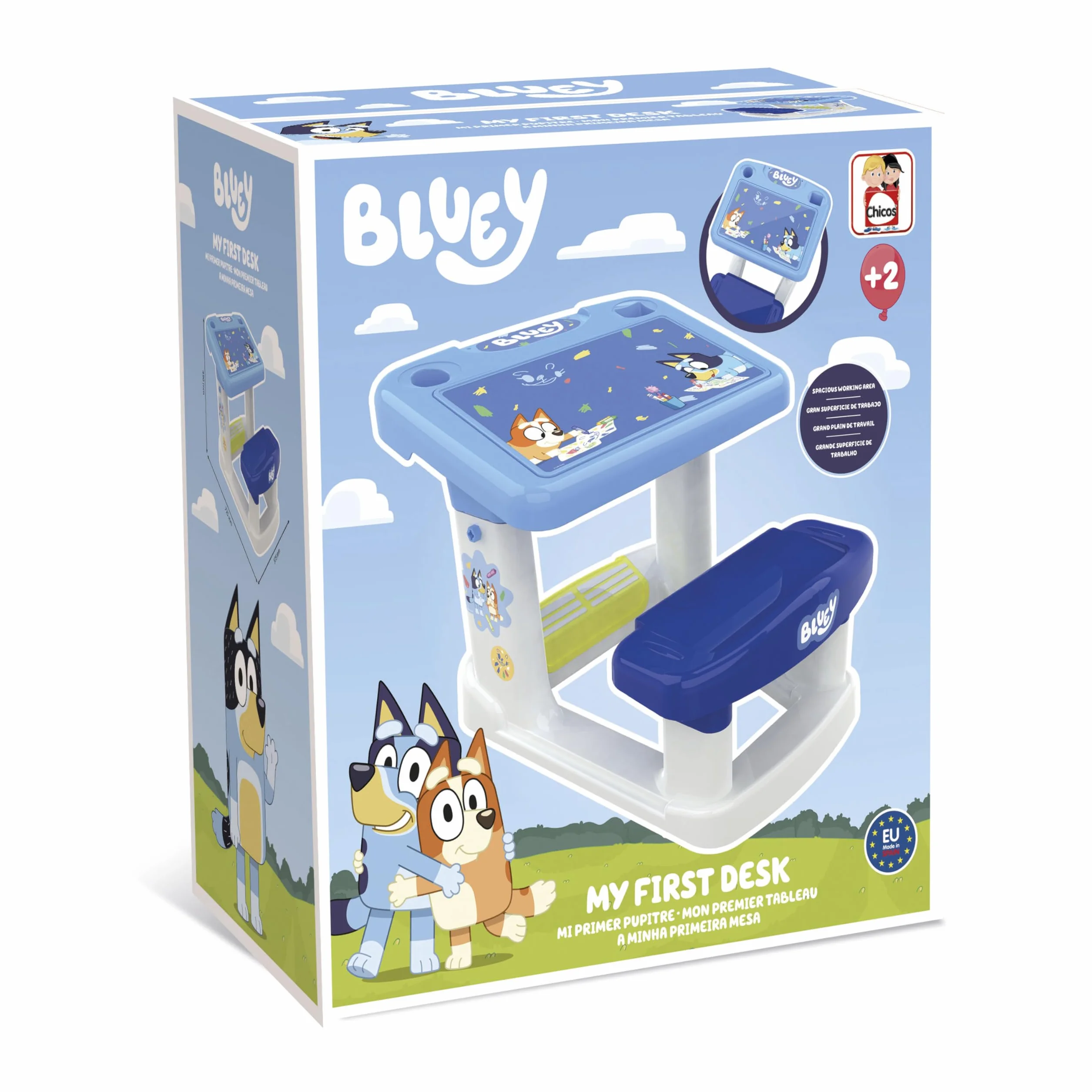 Pupitre Bluey Escritorio Infantil Ergonómico con Personajes de Bluey a Partir de 24 Meses