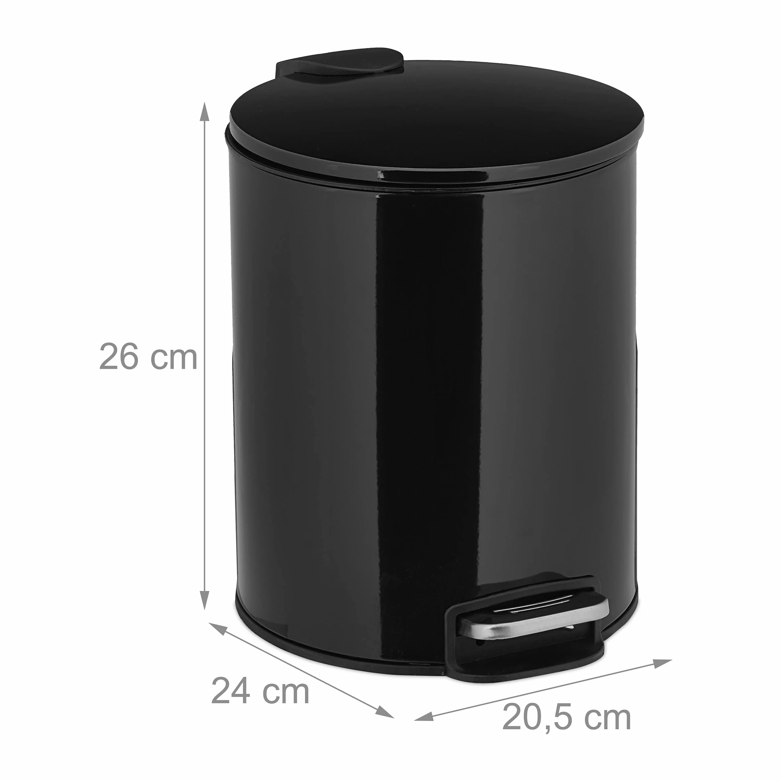 Relaxdays Cubo Basura 5 litros Mecanismo Automático Metal Negro