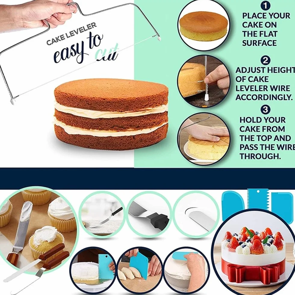 Reposteria Utensilios,Equipos para Hacer Pasteles Juego de 150/200 piezas de platos giratorios antideslizantes for decoración de tartas, bolsa de silicona reutilizable, boquilla de acero inoxidable fo