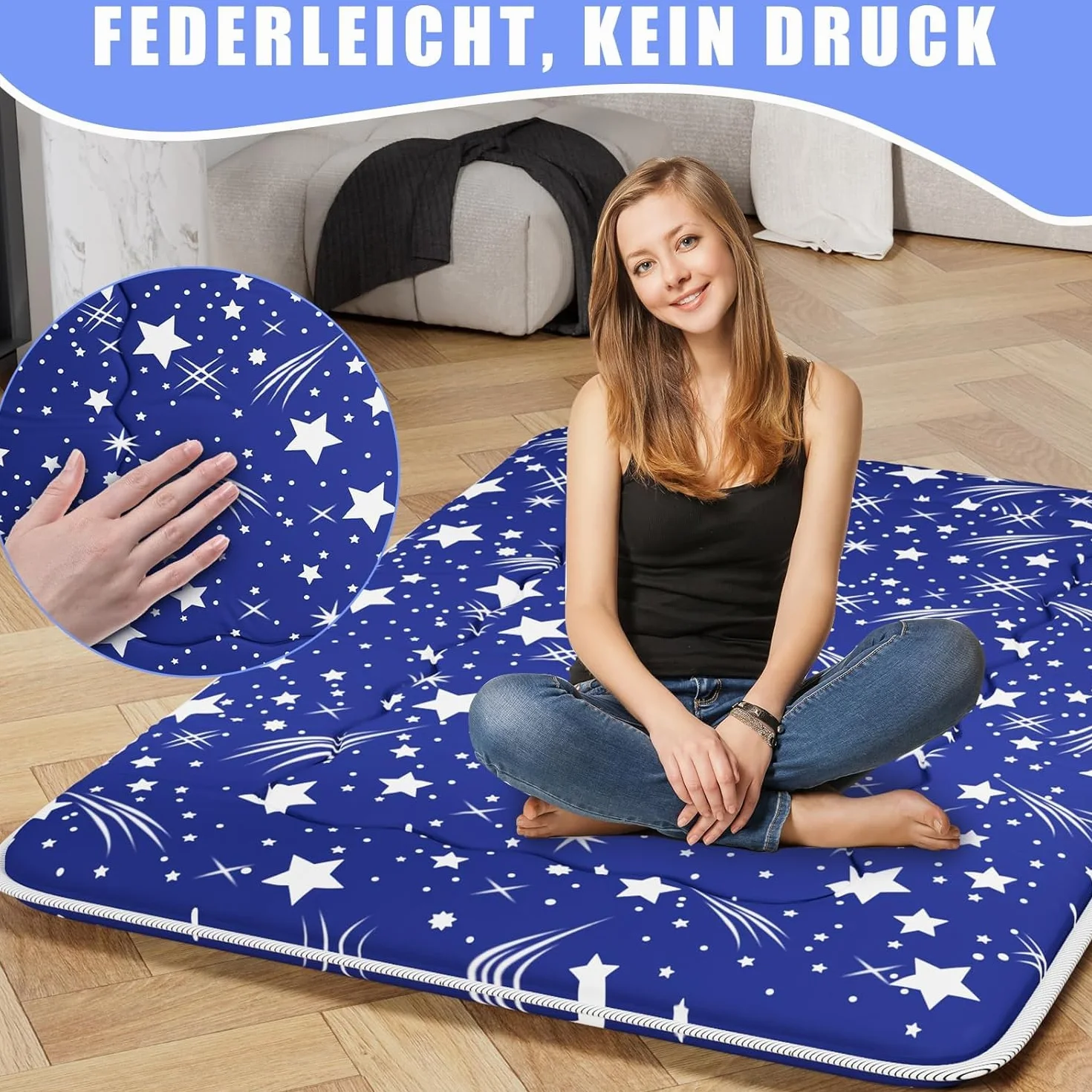 Kiseely Colchón futón, colchón de suelo japonés, Colchón futón plegable portátil, Colchón para portátil plegable con alfombrilla Tatami con bolsa y correa (T76533563, 120X200cm)