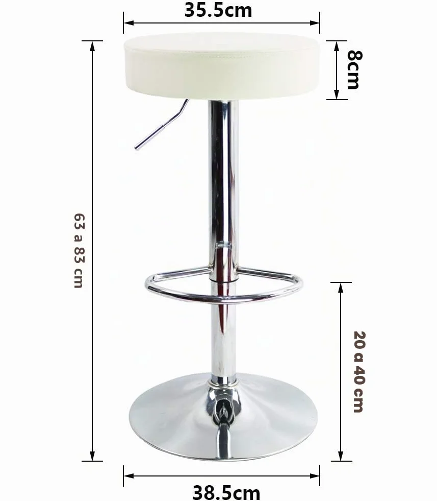 KKTONER Taburete de Bar Regulable en Altura Giratorio Taburete de Trabajo Taburete de Oficina Cuero PU Blanco