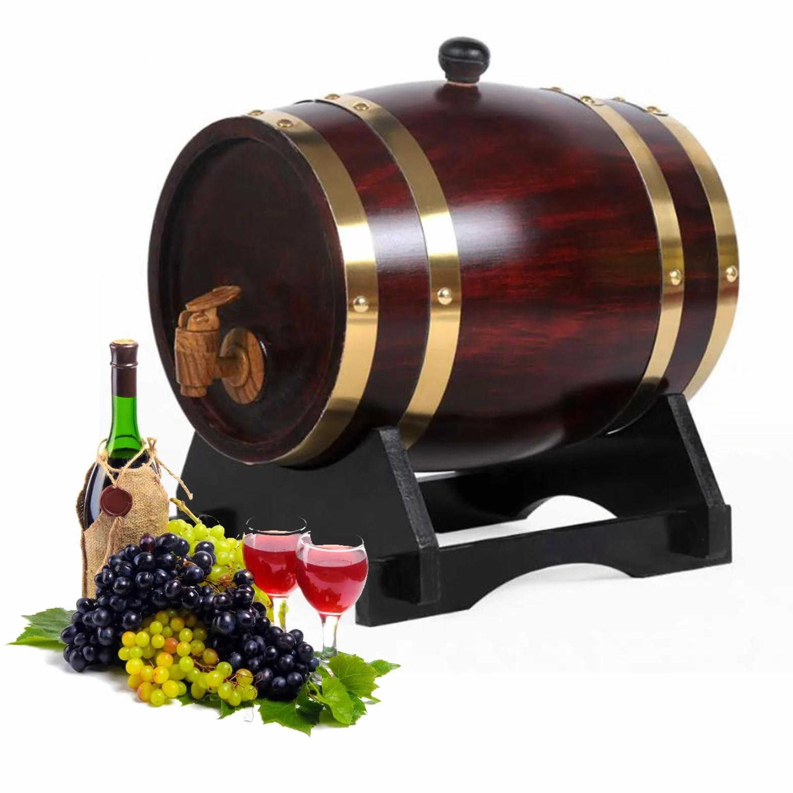 Barril de Vino de Roble, contenedor de Barril de Vino de Madera de Roble Vintage con Grifo, Barril de Bebida de Madera for cócteles envejecidos(20L)