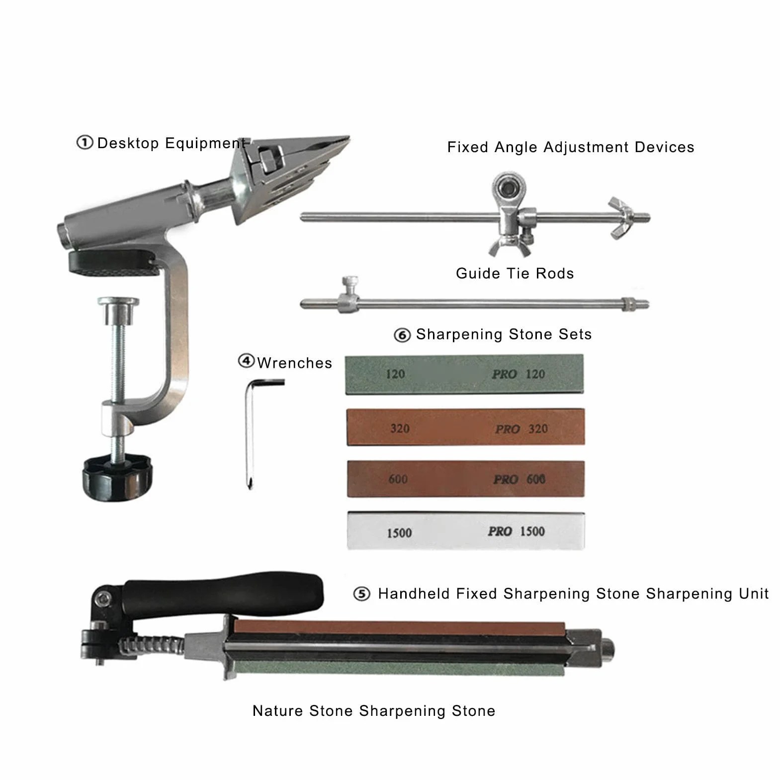 Luocute Kit de Afilado Profesional con Caja de Almacenamiento, Rotación de Flip de 360 Grados Angle de ángulo Fijo Clip de Cocina Chef Cutter Skinter Herramienta