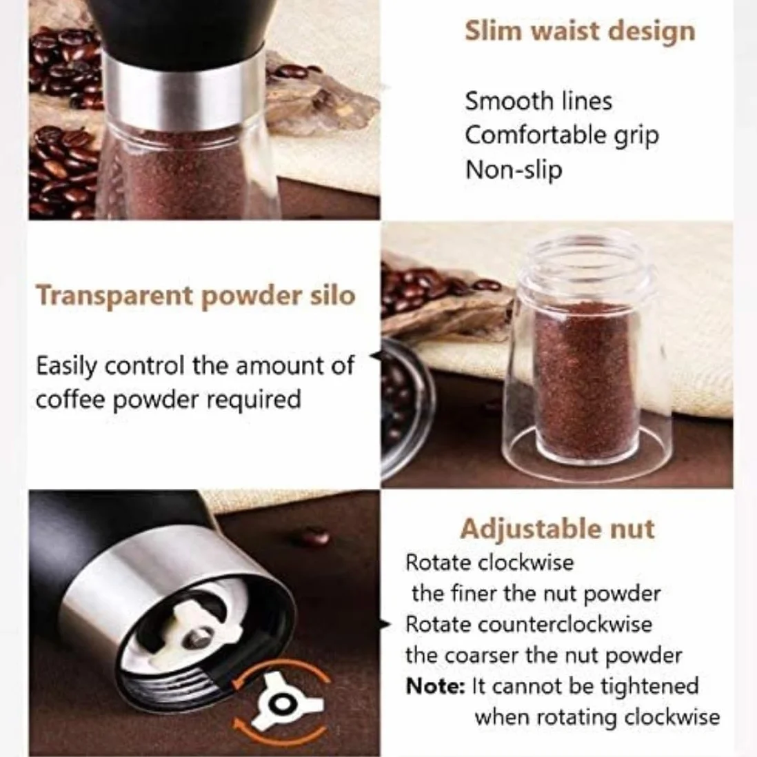 Molinillo de Café Molino de Café Molinillo De Mano, Máquina De Café, Moderno Manual De Acero Inoxidable, Molinillo De Cocina para Moler Pimienta, Café, Molinillo De Especias Molinillo Cafe Molinillos