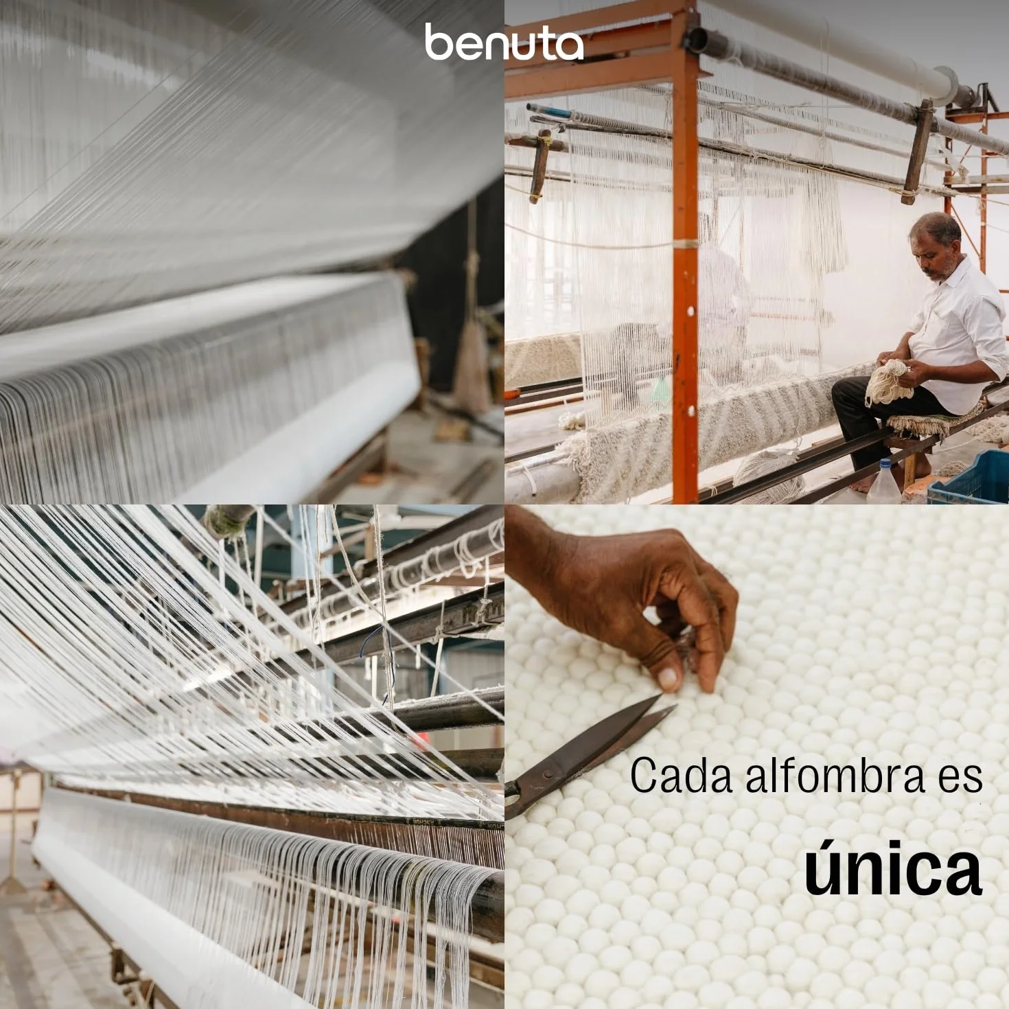 Alfombra Algodón Ron Crema 200x290 cm 100% Tejida a Mano - benuta Basic
