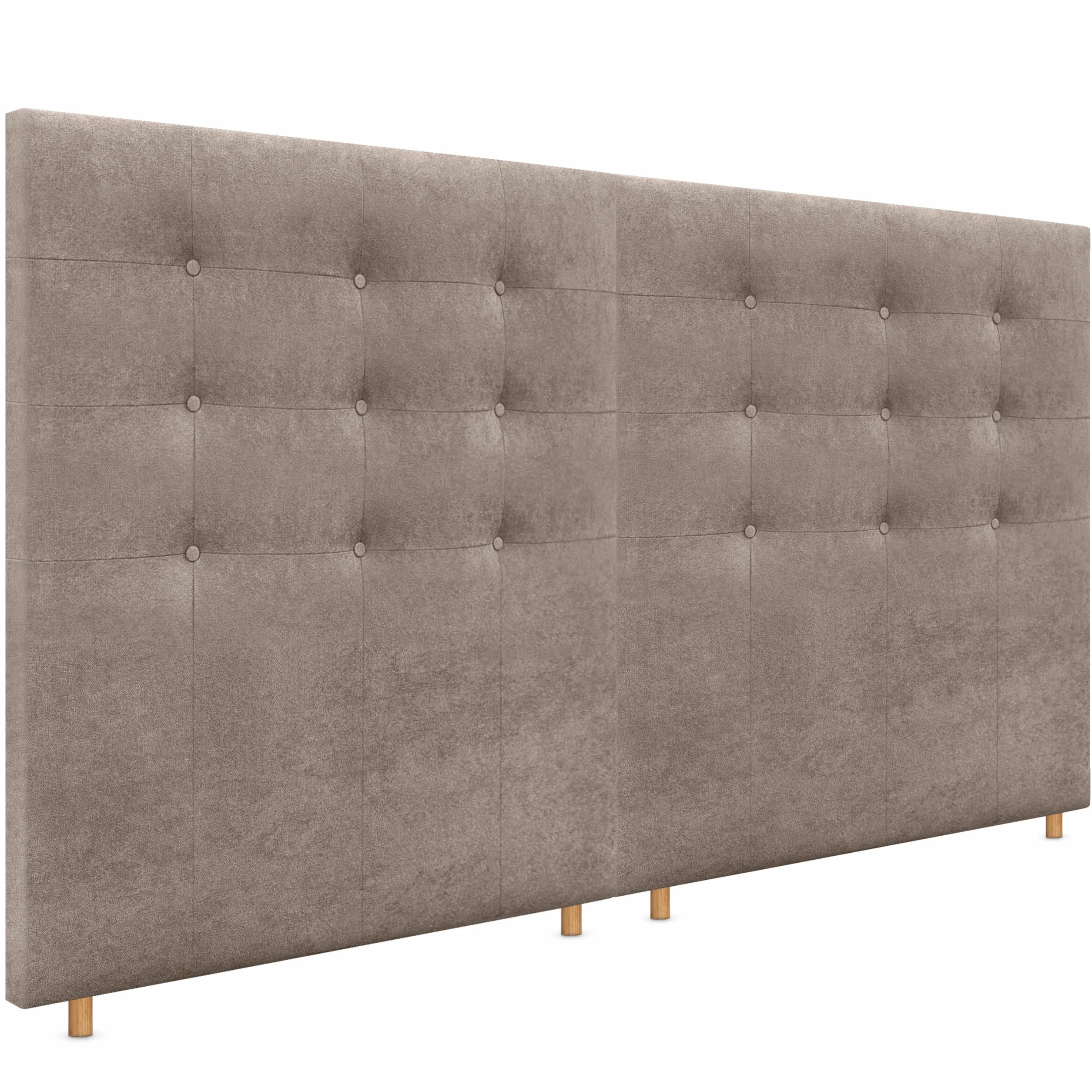 DHOME Cabecero Tapizado Capitoné Suelo 2 hileras Amplio de Tela Aqualine para Cama Matrimonio Cabezal Dormitorio (Tierra, 210cm Dual)
