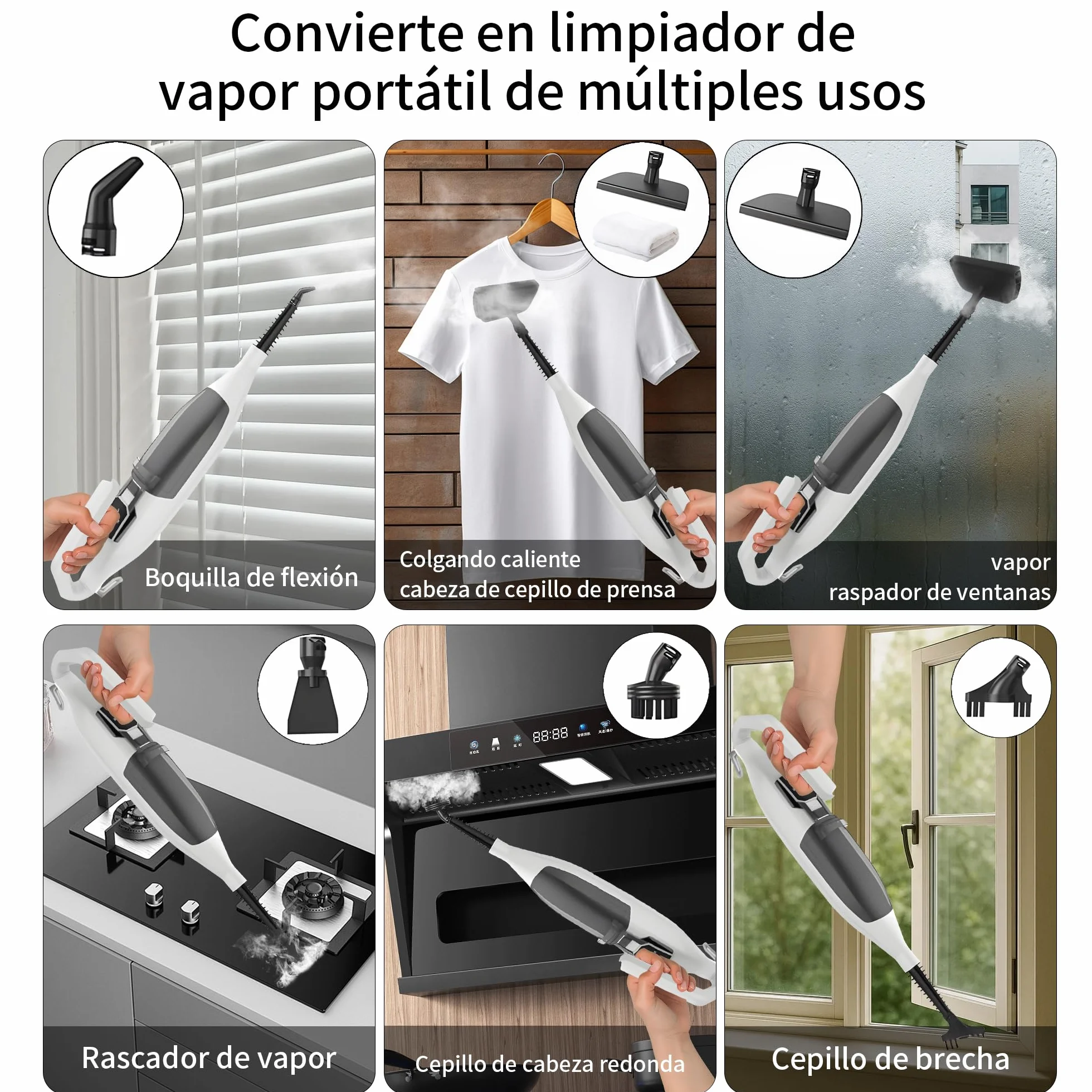 Escoba de Vapor,Escoba de Vapor para Suelos Duros, Limpieza Profunda, Limpiador de Vapor portátil multifunción, 13 Accesorios para Suelos de Madera, Laminado, Vinilo, baldosas