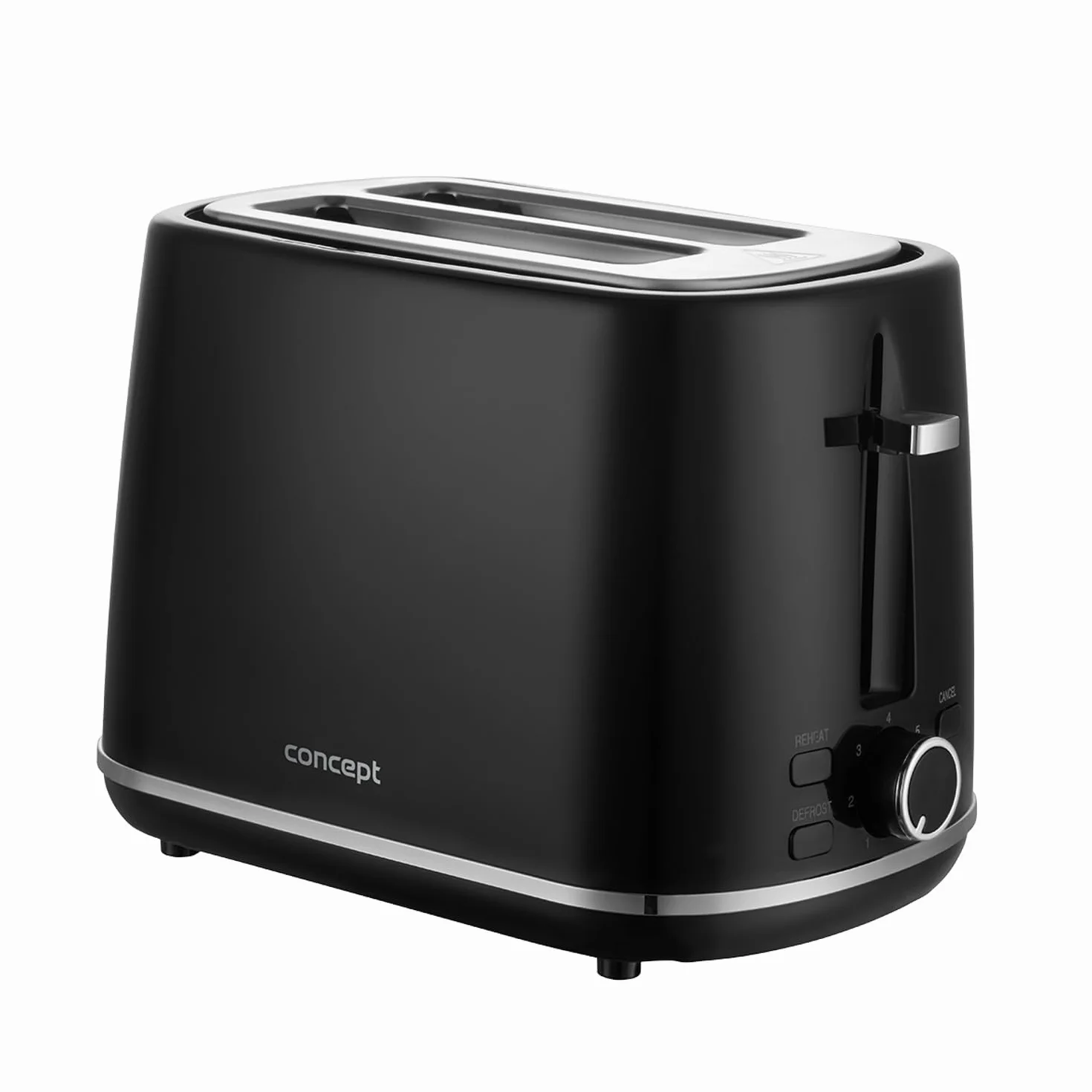 Concept TE2075 Tostadora eléctrica 930 W 7 niveles de bronceado Función de descongelación/calentamiento/función de calor instantáneo Expulsión y apagado automáticos del pan Negro