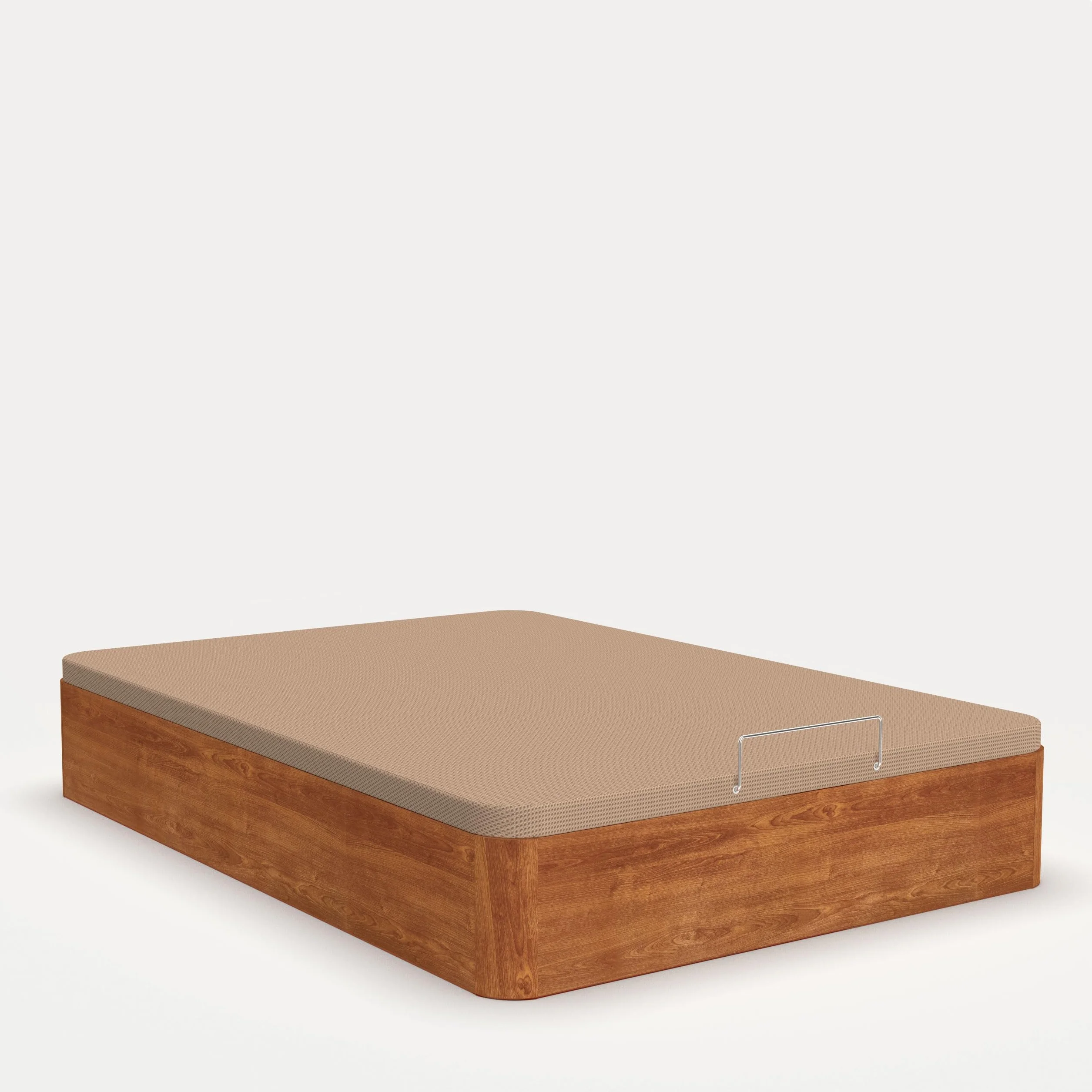 Canapé de Madera Abatible Gran Capacidad · Gran Capacidad; Cajón Madera; Cajón Cerezo; Tapa Crudo; Tejido 3D Transpirable · 140x200cm